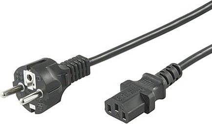 Netzkabel, Schutzkontakt-Stecker auf Kaltgerätestecker IEC 320-C13 Buchse 2 m, schwarz