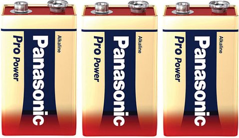 Panasonic Pro Power Alkaline Batterie, 9-V-Block, 3er-Pack