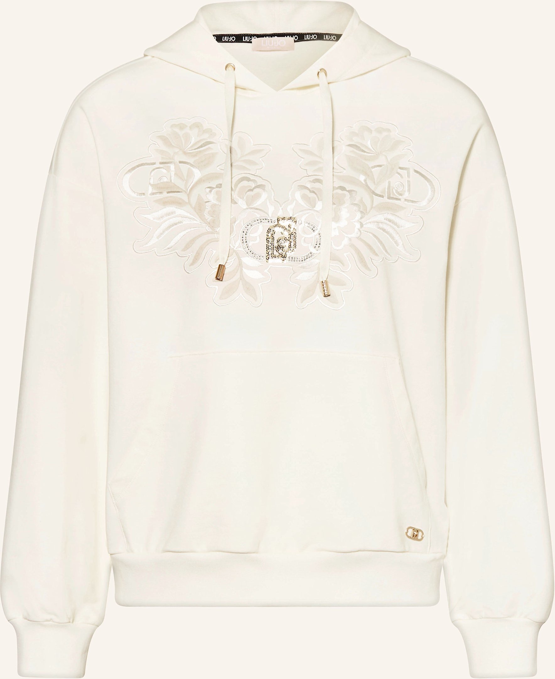 Thumbnail - Liu Jo Hoodie Mit Schmucksteinen weiss