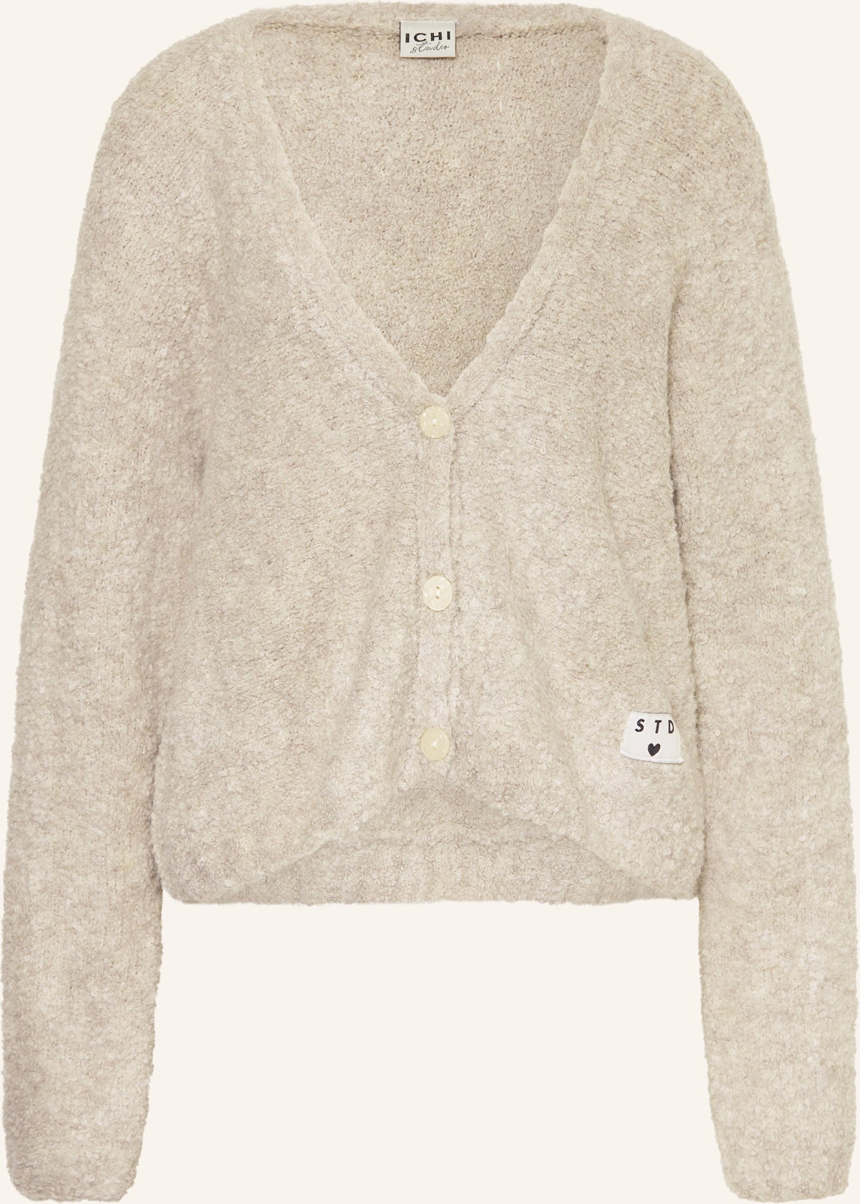 Ichi Bouclé-Strickjacke Ihblarisa weiss