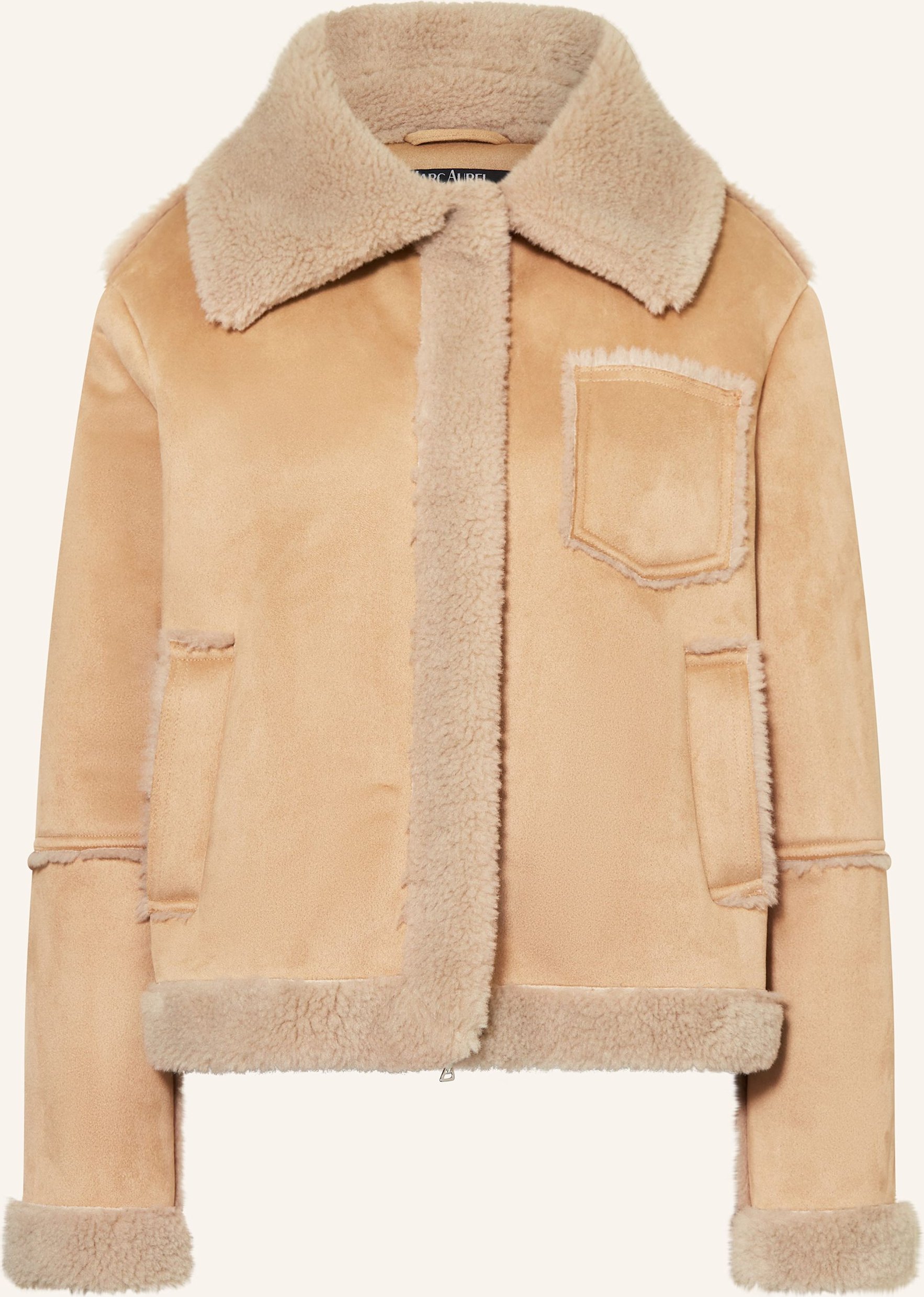 Thumbnail - Marc Aurel Jacke In Lederoptik Mit Kunstfell beige