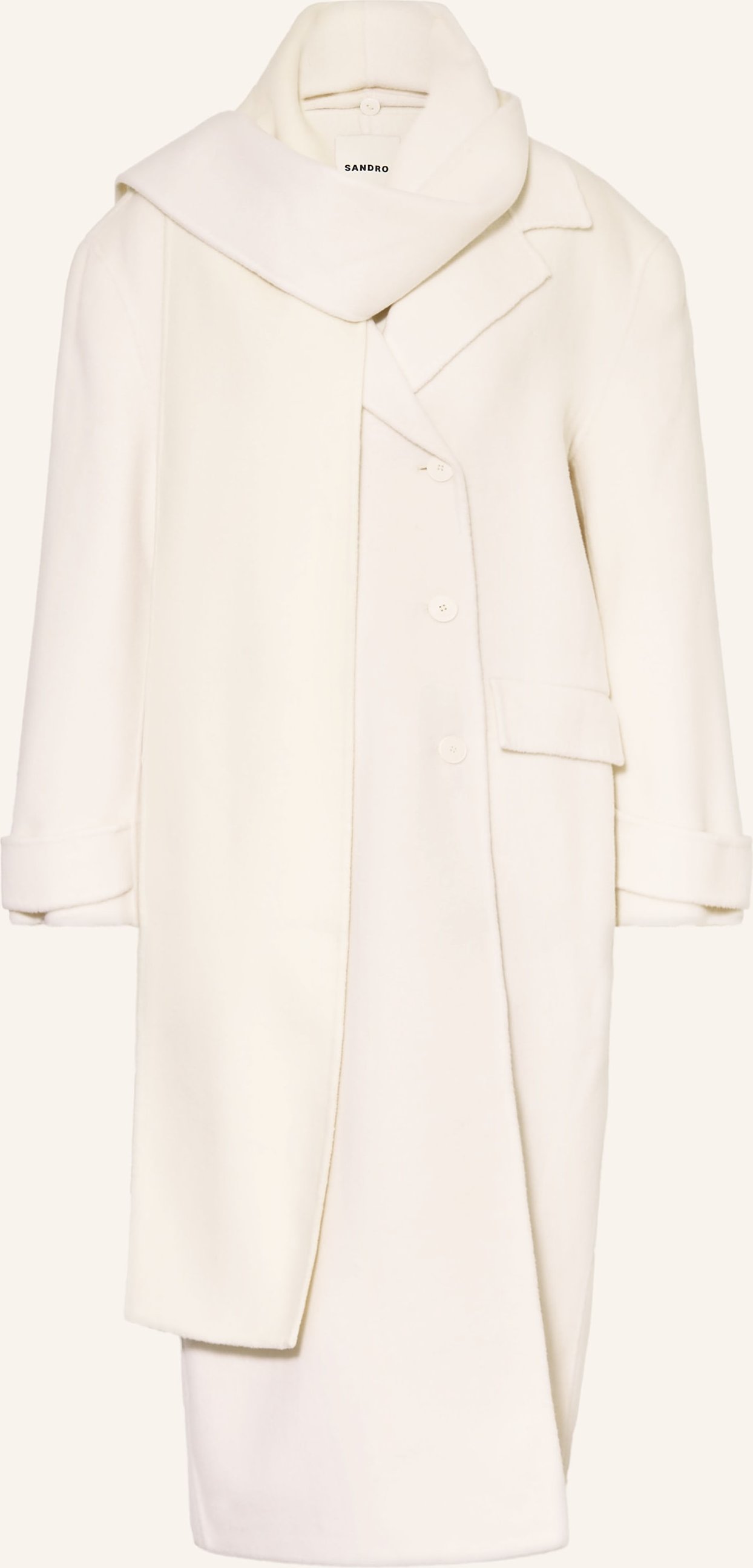 Sandro Cabanmantel Mit Abnehmbarem Schal weiss