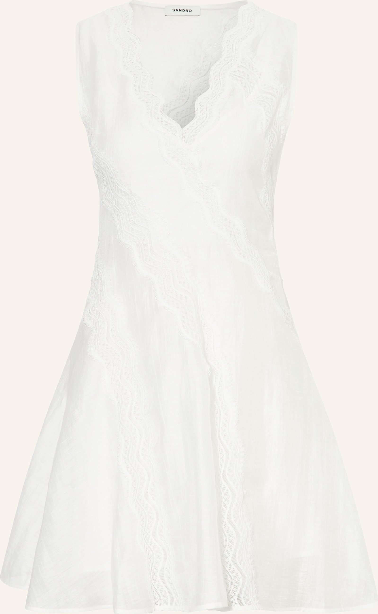 Sandro Leinenkleid Mit Spitze weiss