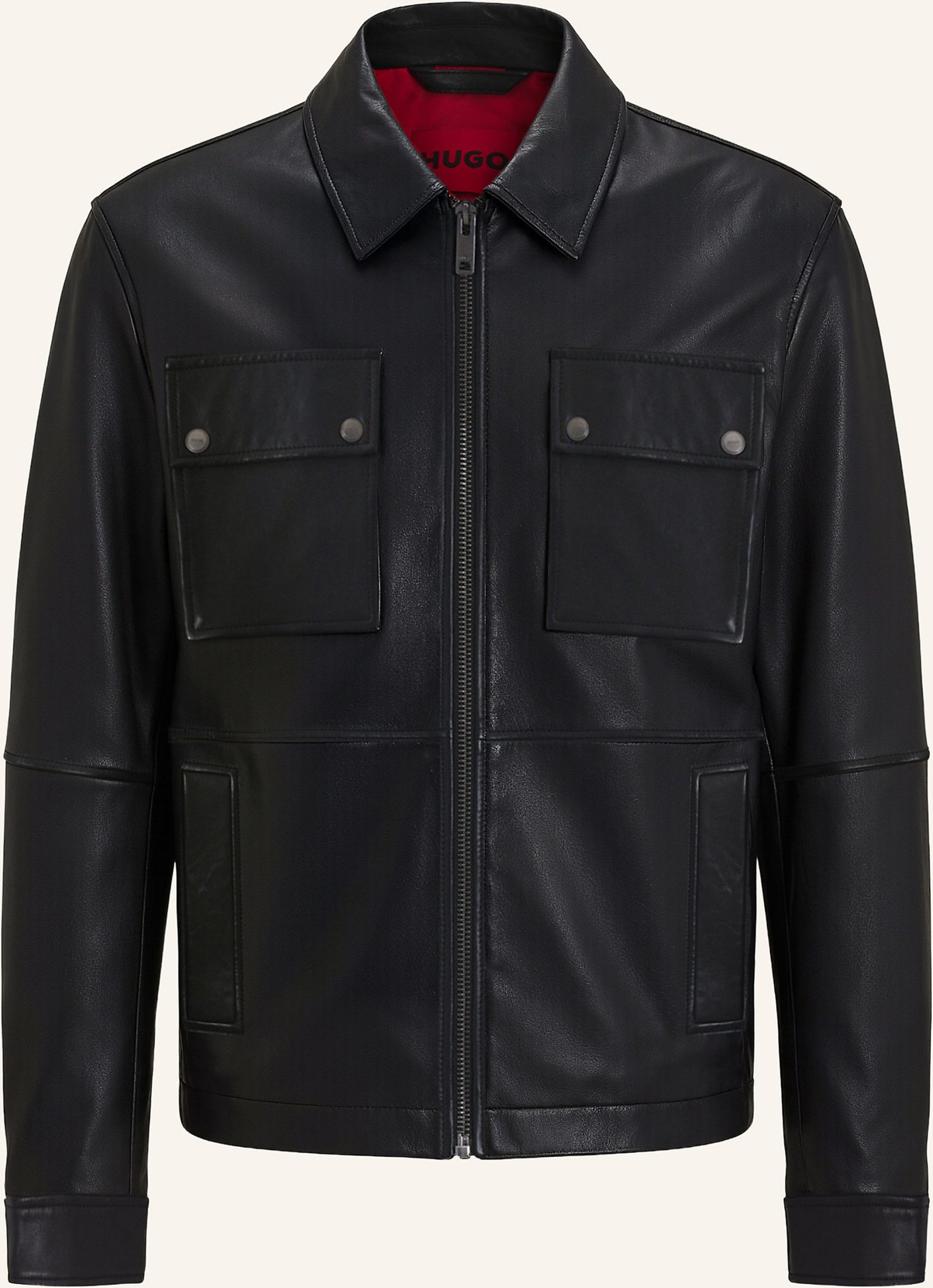 Hugo Lederjacke Lemni Regular Fit schwarz