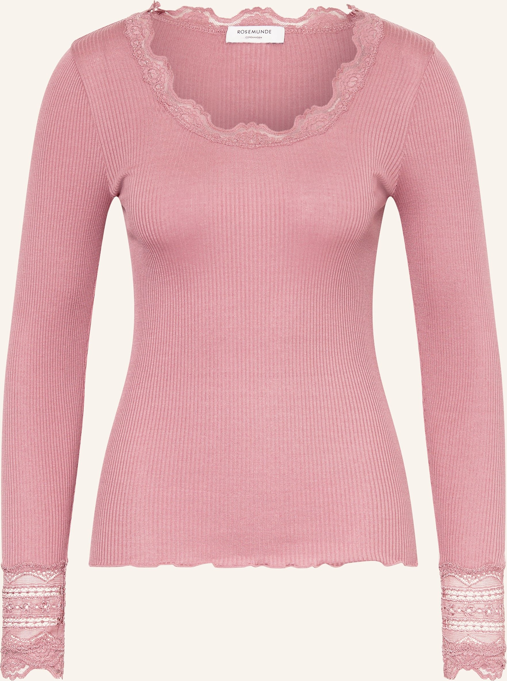 Rosemunde Longsleeve Benita Aus Seide Mit Spitze rosa