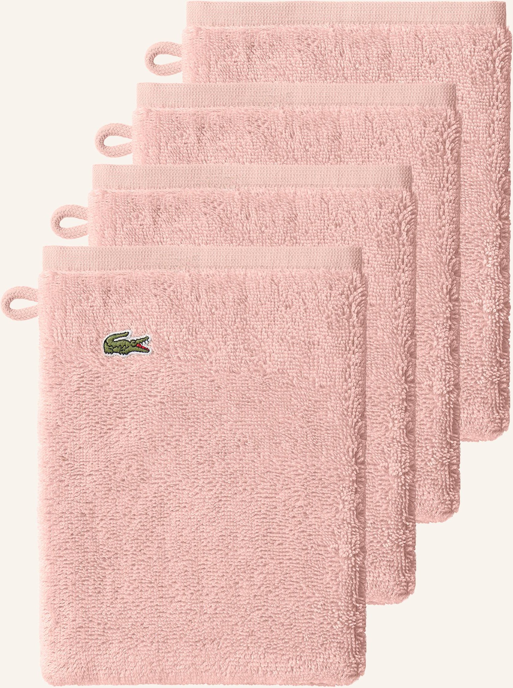 Thumbnail - Lacoste Waschhandschuh 4er Set Llecroco rosa