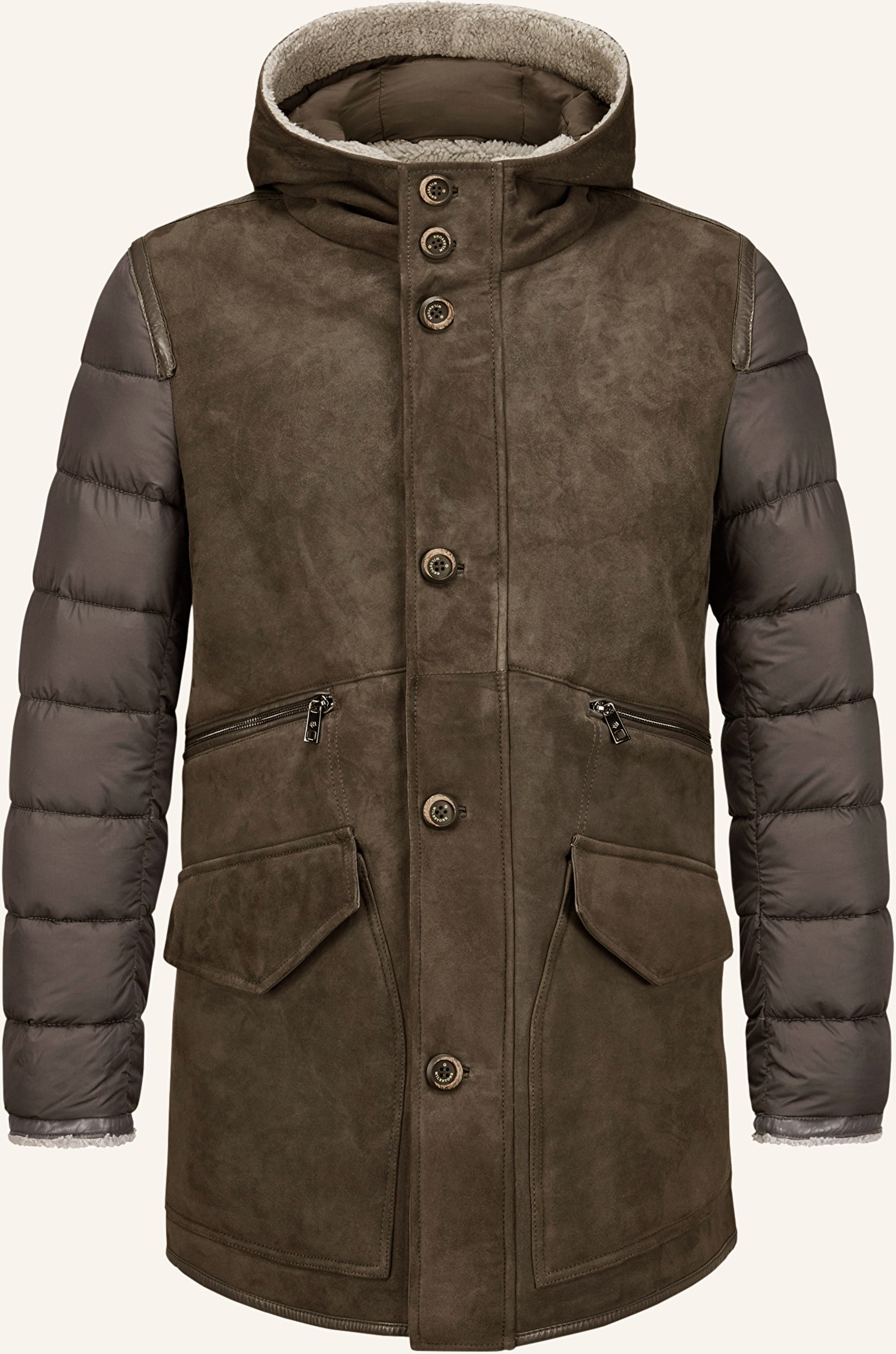 Milestone Ledermantel Msemmerson Im Materialmix grau