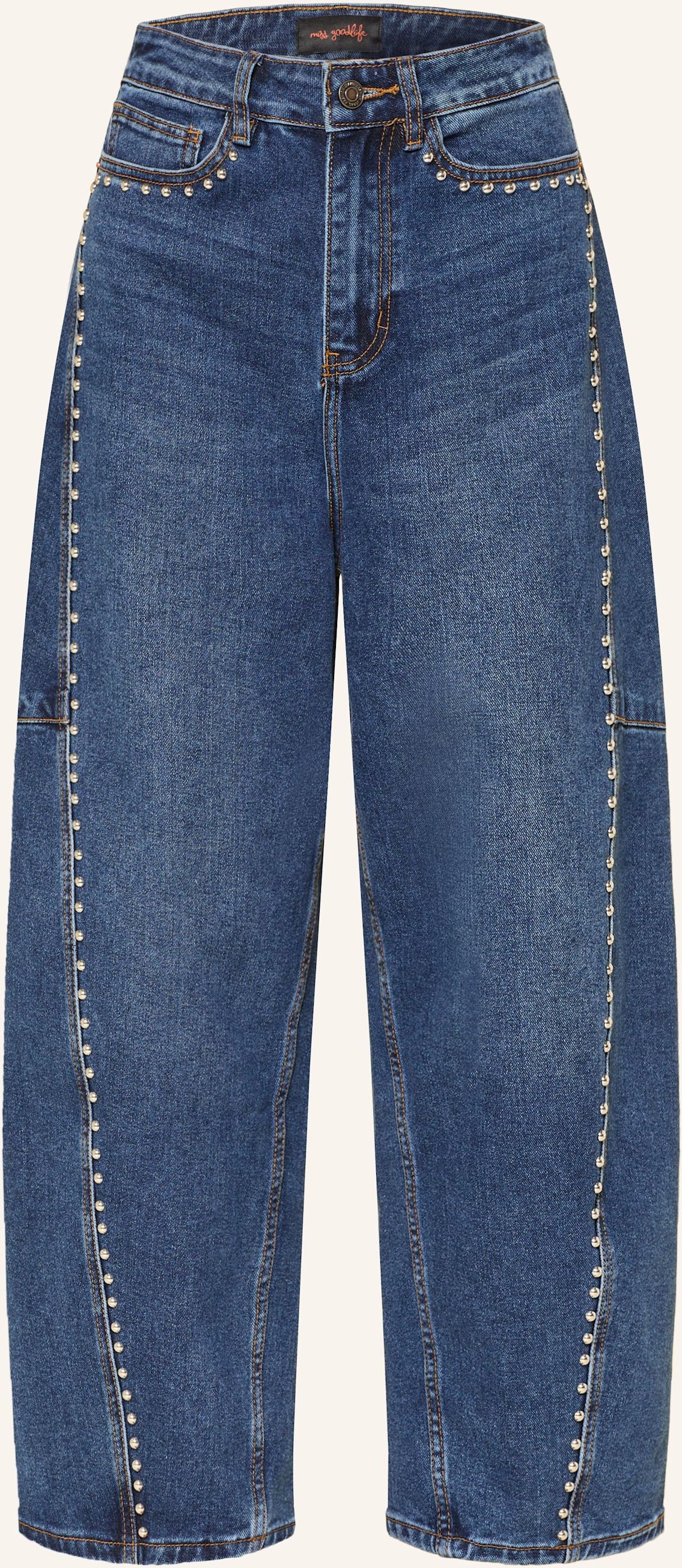 Miss Goodlife Barrel Jeans Mit Nieten blau