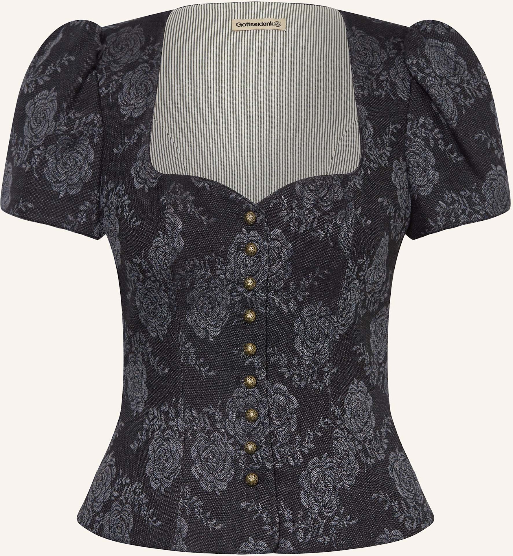 Gottseidank Jacquard-Trachtenmieder Bea Mit Leinen blau