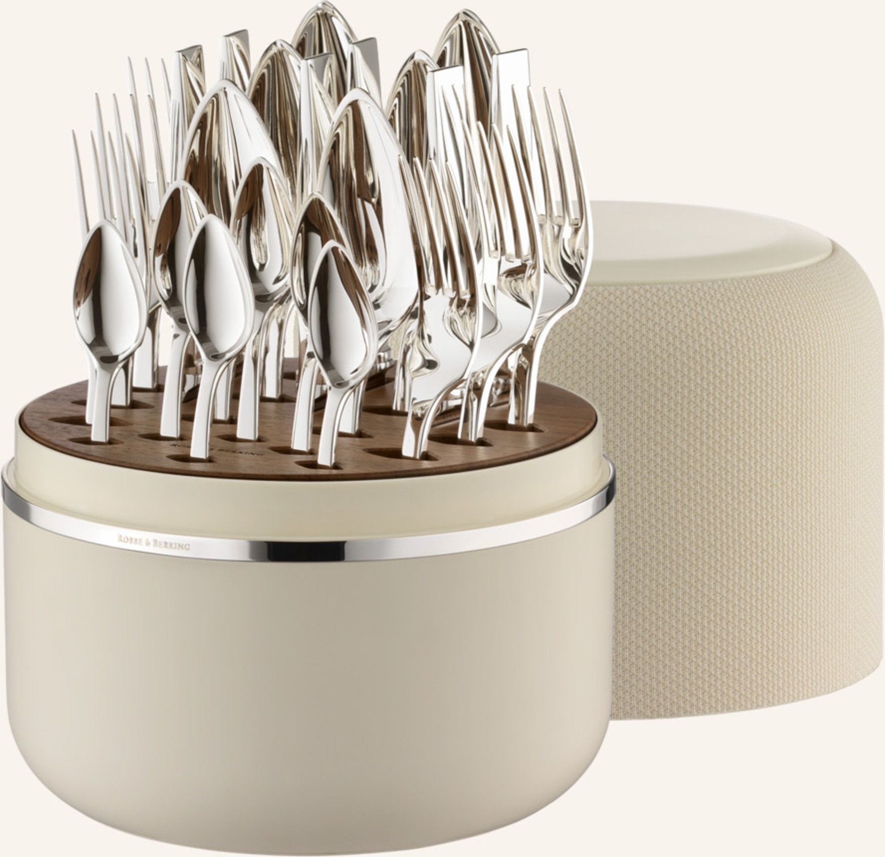 Robbe & Berking 24-Tlg. Besteckset The Box Creme Riva (150g Massiv Versilbert) silber