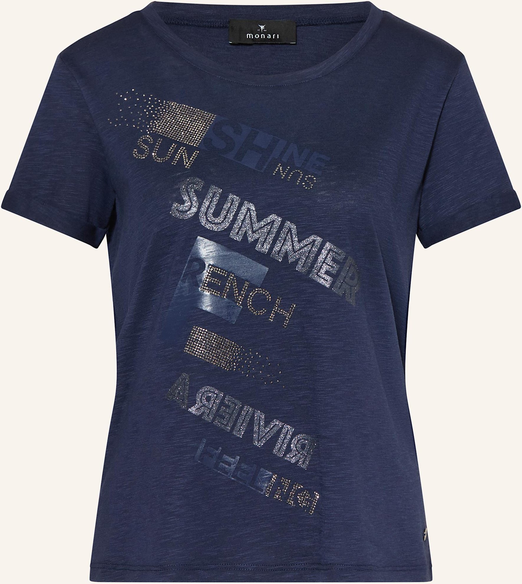 Monari T-Shirt Mit Schmucksteinen blau
