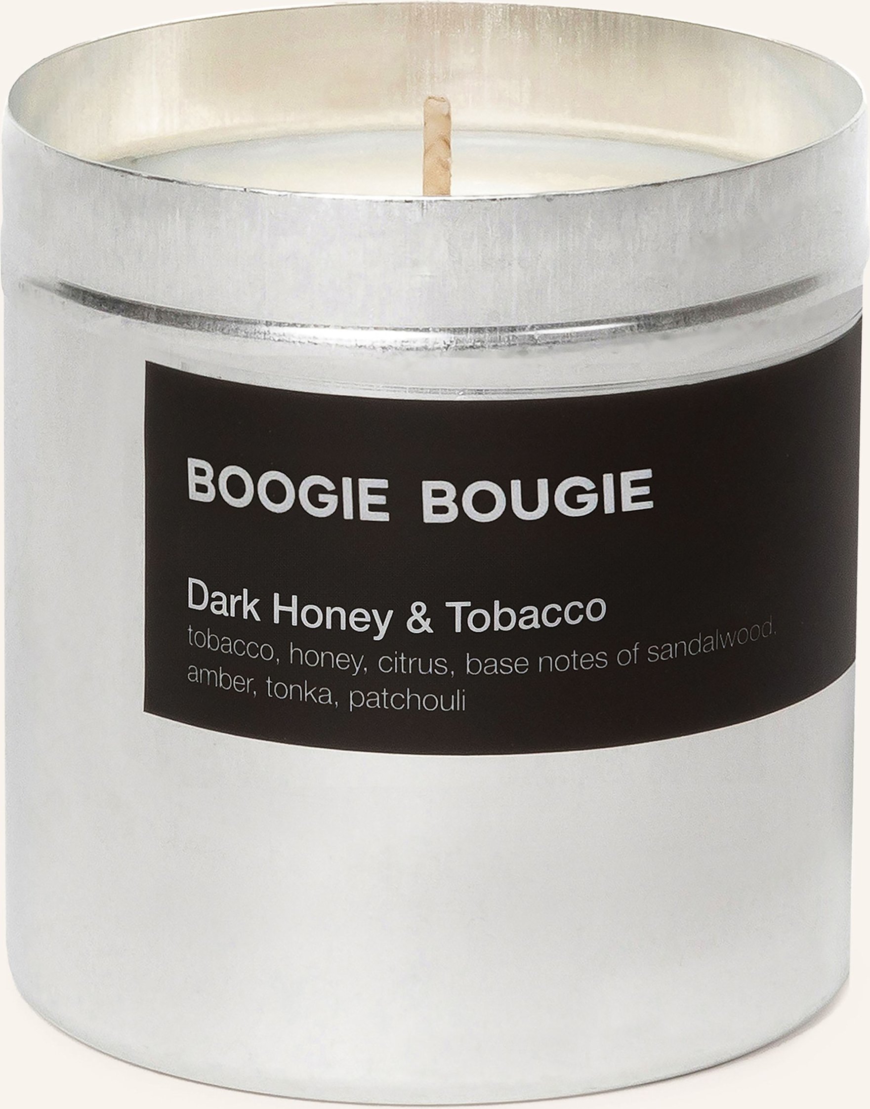 Boogie Bougie Duftkerze Dark Honey & Tobacco silber