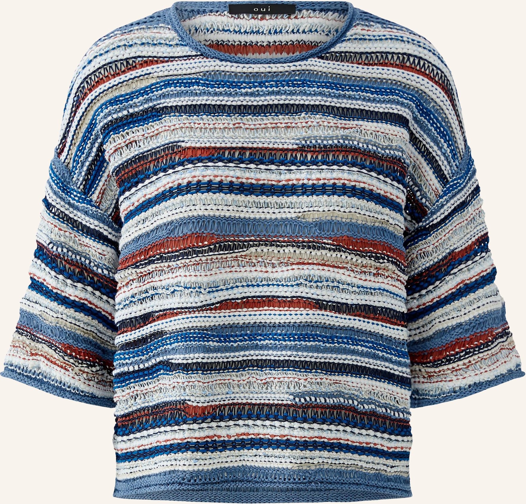 Oui Pullover Mit Pailletten Und 3/4-Arm blau