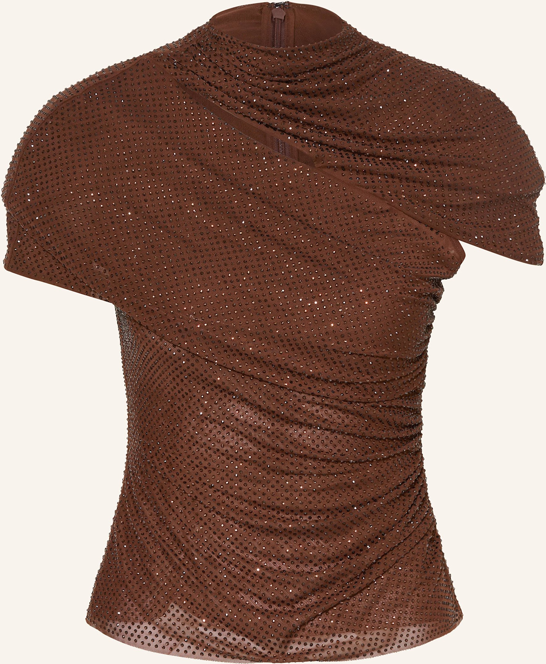 Thumbnail - Self-Portrait Mesh-Top Mit Schmucksteinen Und Cut-Out braun