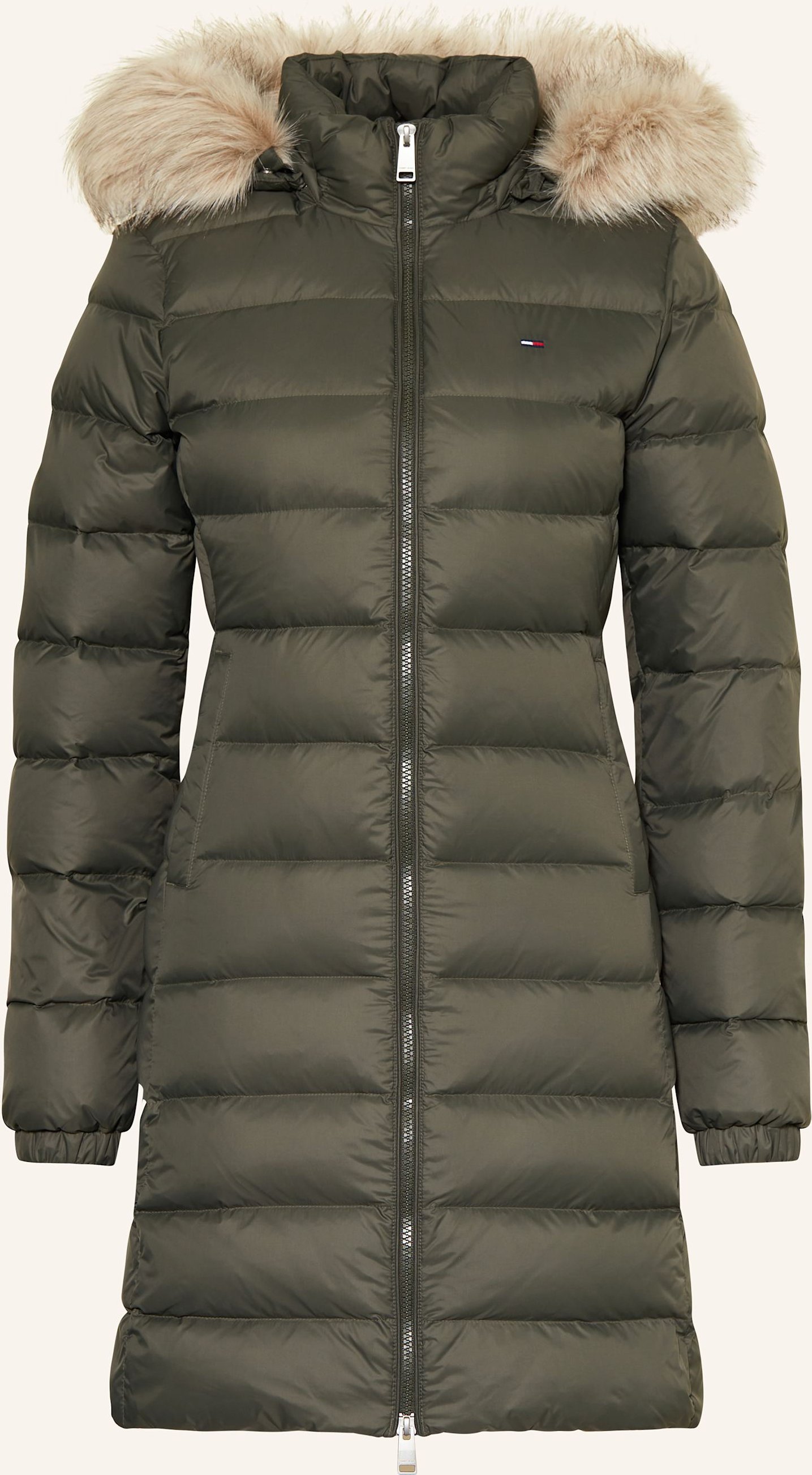 Tommy Jeans Daunenmantel Mit Abnehmbarem Kunstfell gruen
