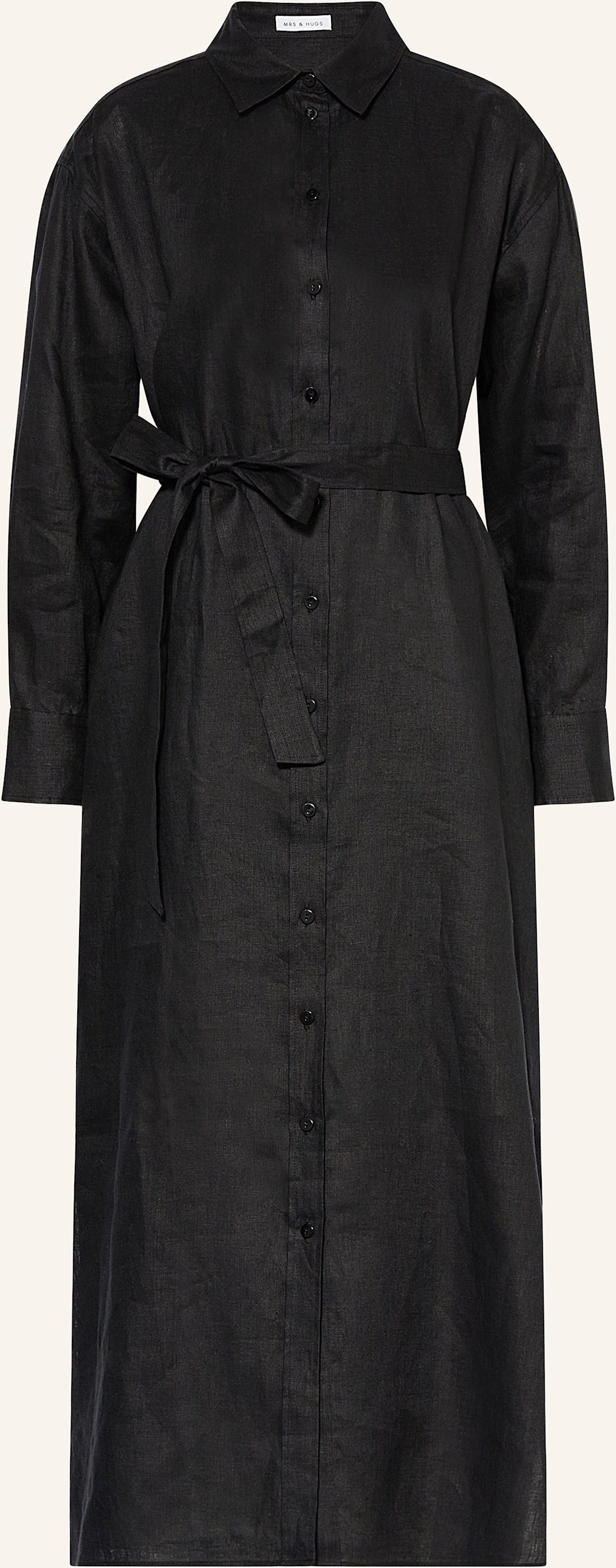 Mrs & Hugs Hemdblusenkleid Aus Leinen schwarz