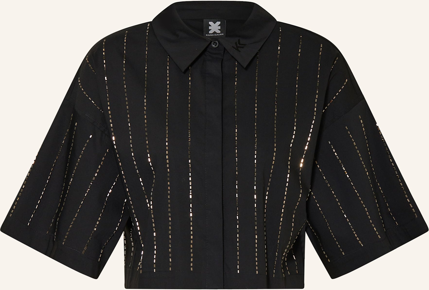 Karo Kauer Cropped-Hemdbluse schwarz