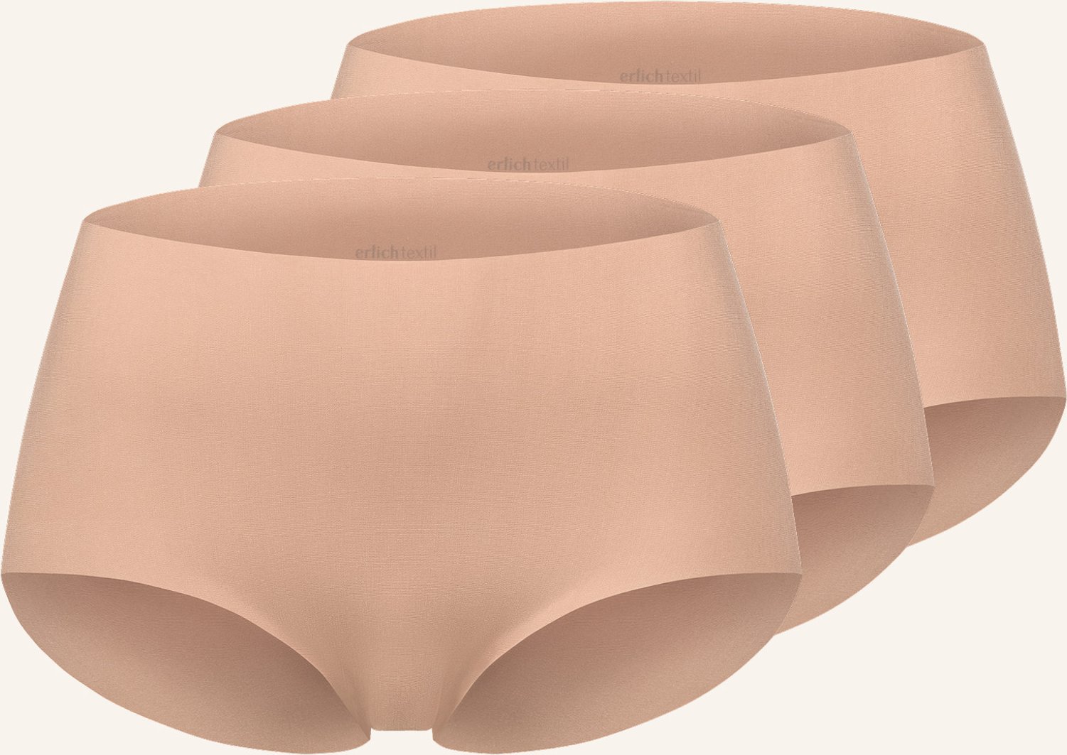 Erlich Textil 3er Pack Casual Cotton High Waist Slip Aus Bio-Baumwolle - Nahtlose Kanten braun