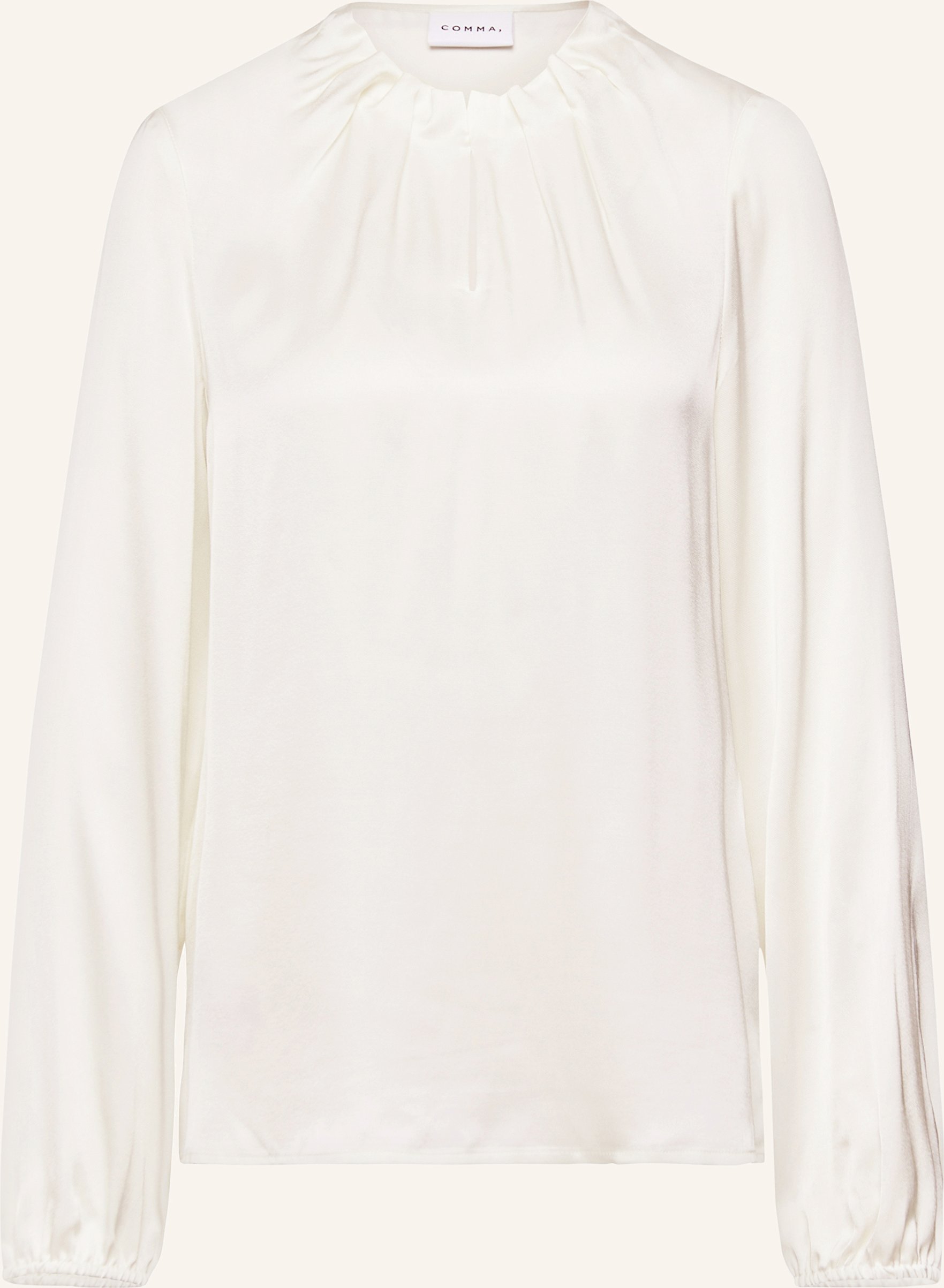 Thumbnail - Comma Blusenshirt Sonja Aus Satin Mit Rüschen weiss