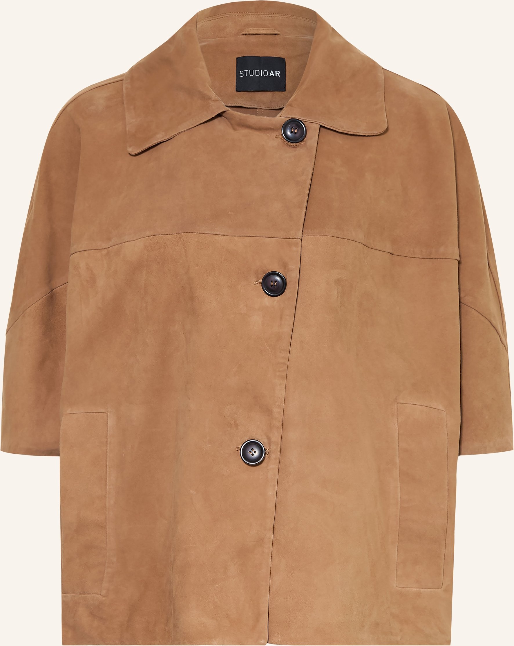 Studio Ar Leder-Overjacket Clara braun