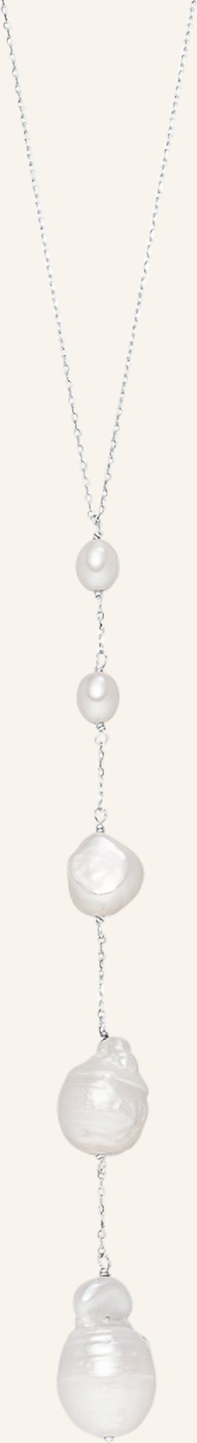 Leaf Halskette Barock Perls Aus 14 Karat Weißgold silber