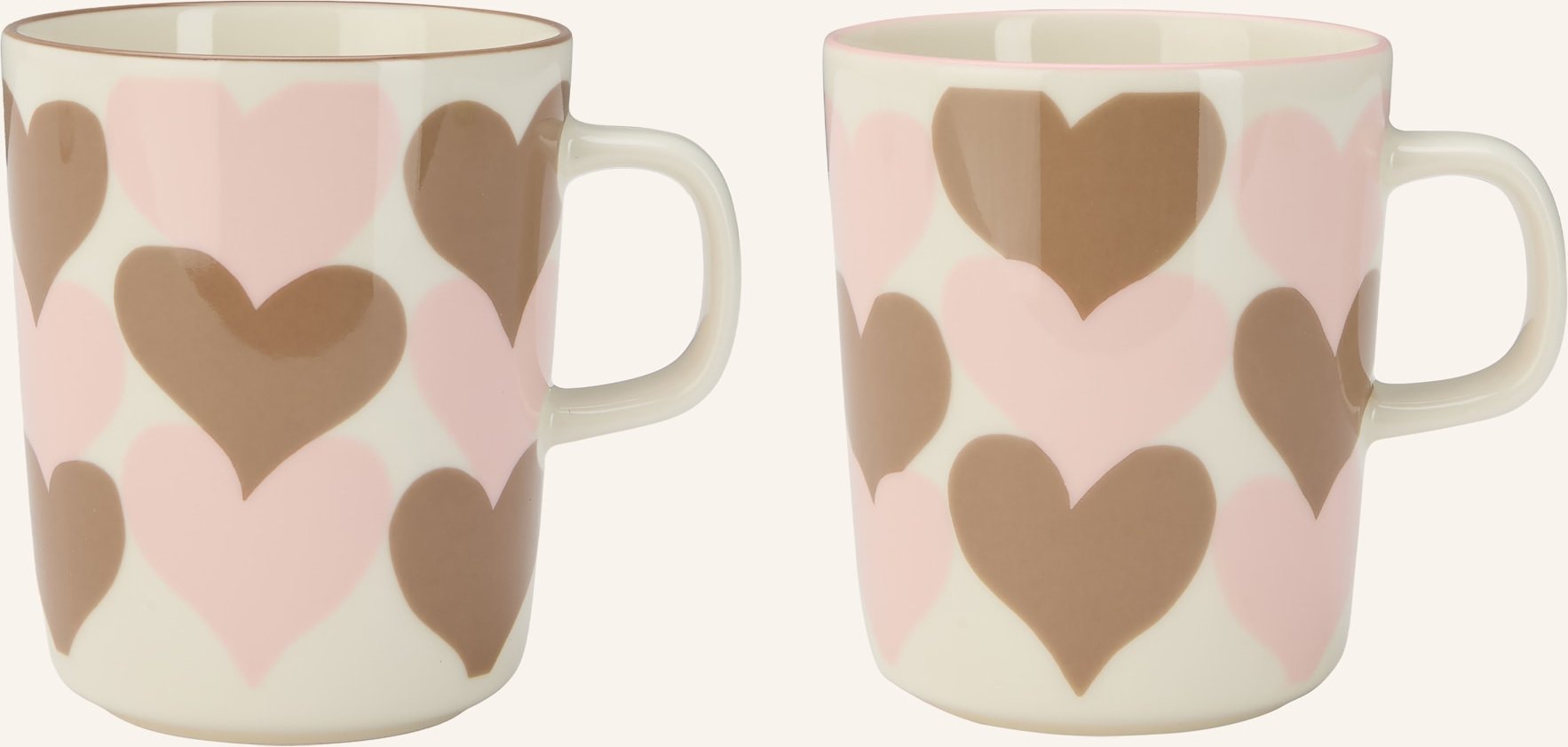 Marimekko 2er-Set Henkelbecher Oiva Sydämet weiss