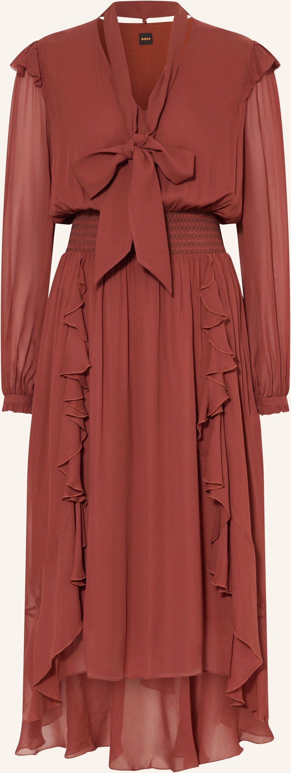 Boss Kleid Domingue Mit Abnehmbarer Schluppe Und Volants rot