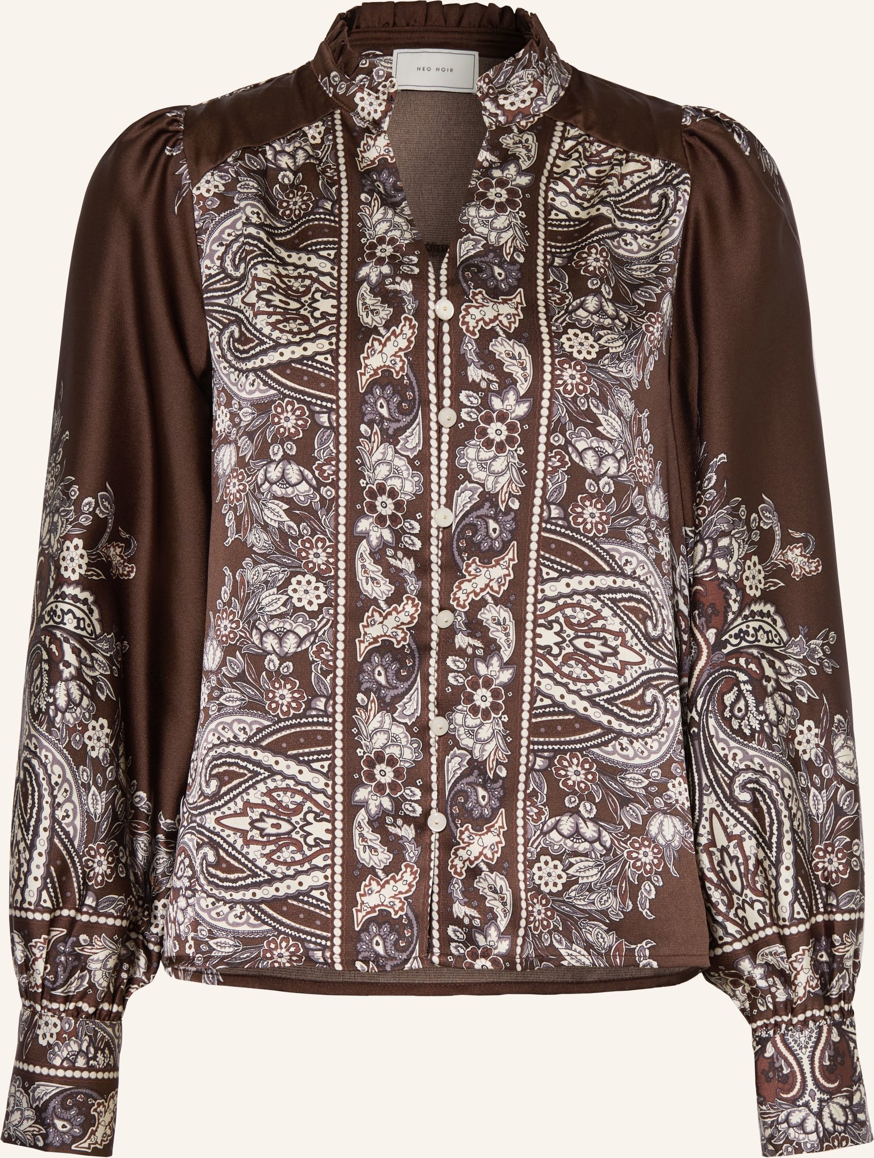 Neo Noir Satinbluse Massima Mit Rüschen braun