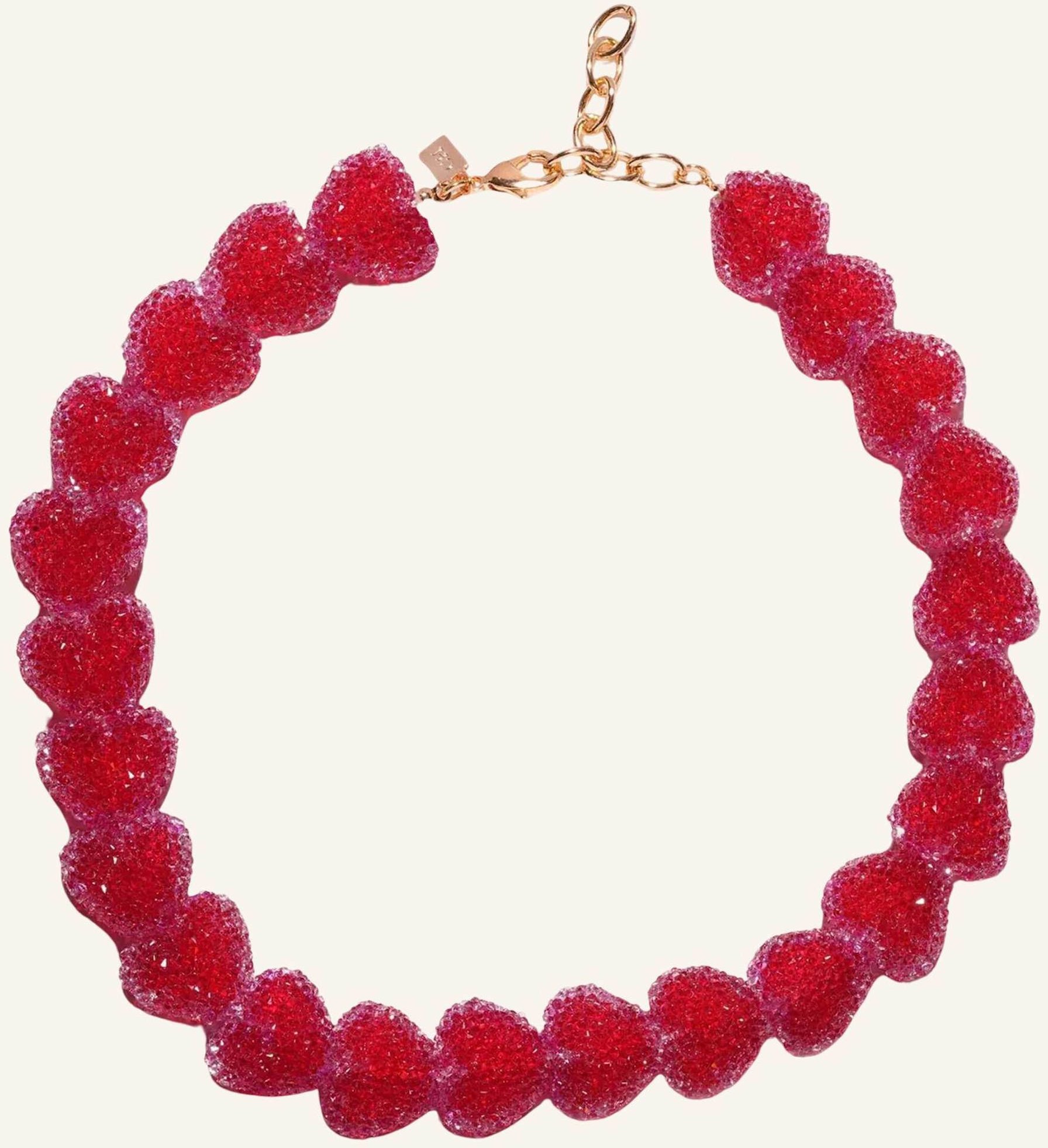 Crystal Haze Halsketten Jelly Heart Rouge By Glambou gold