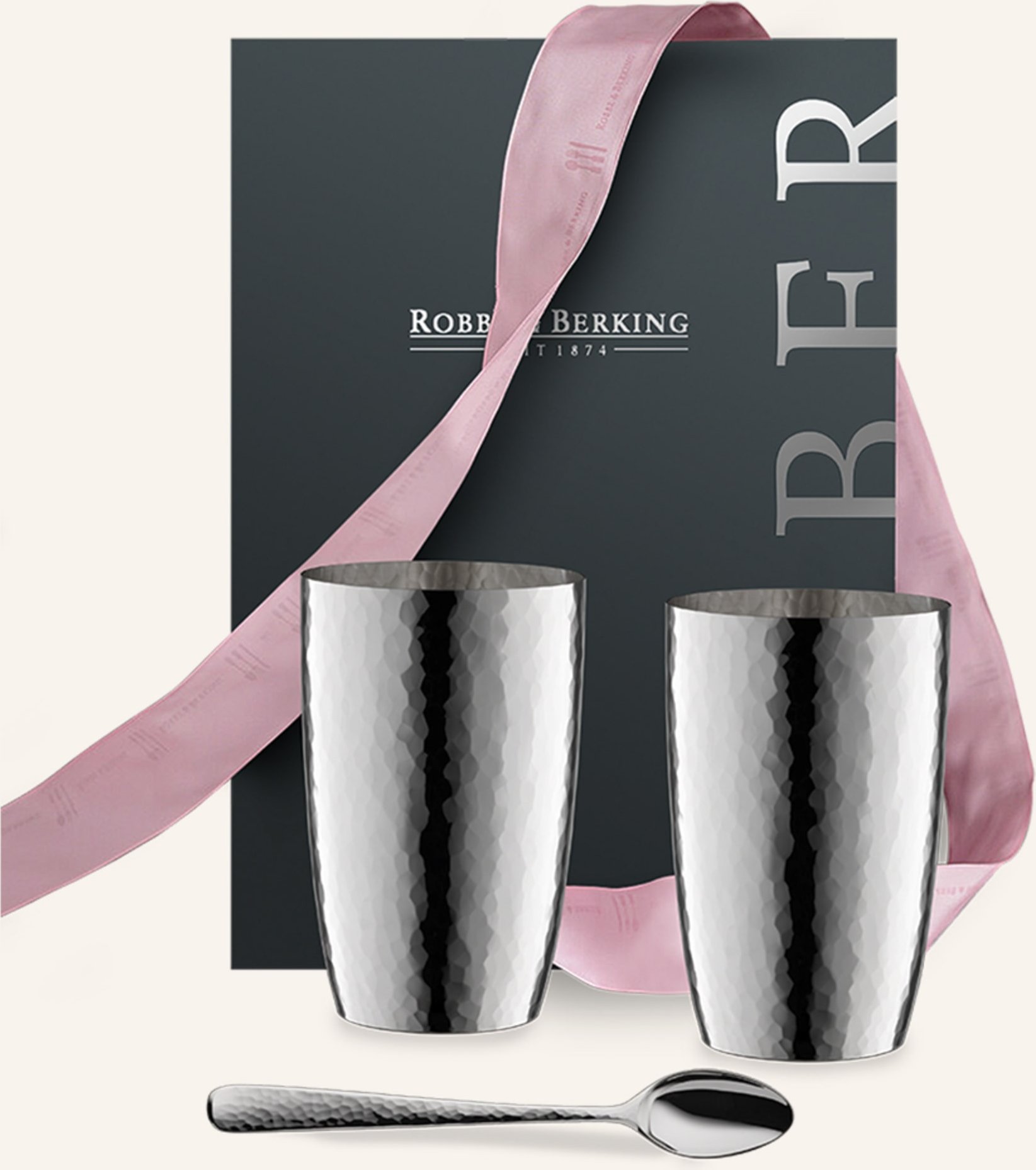 Robbe & Berking Longdrink-Geschenkset Martelé (90g Versilbert) silber