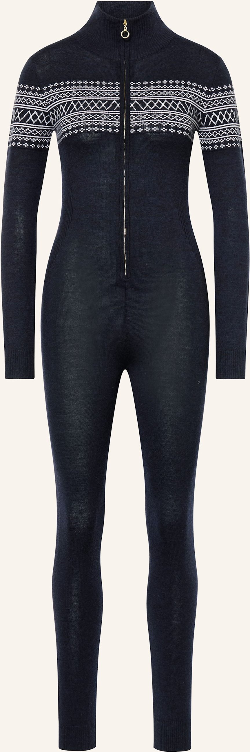 We Norwegians Strick-Jumpsuit Signature Aus Merinowolle blau