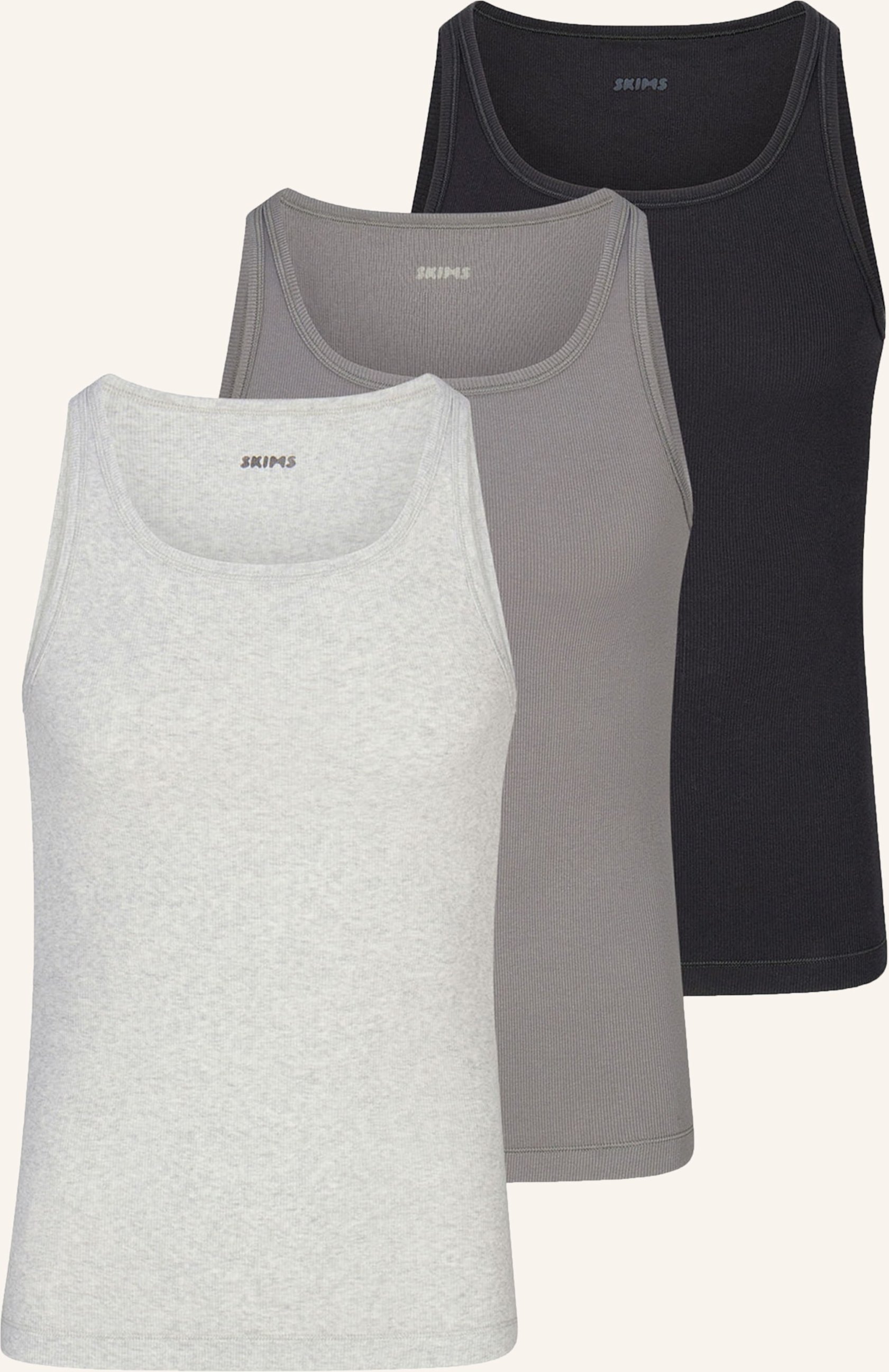 Skims 3er-Pack Unterhemden Skims Cotton grau