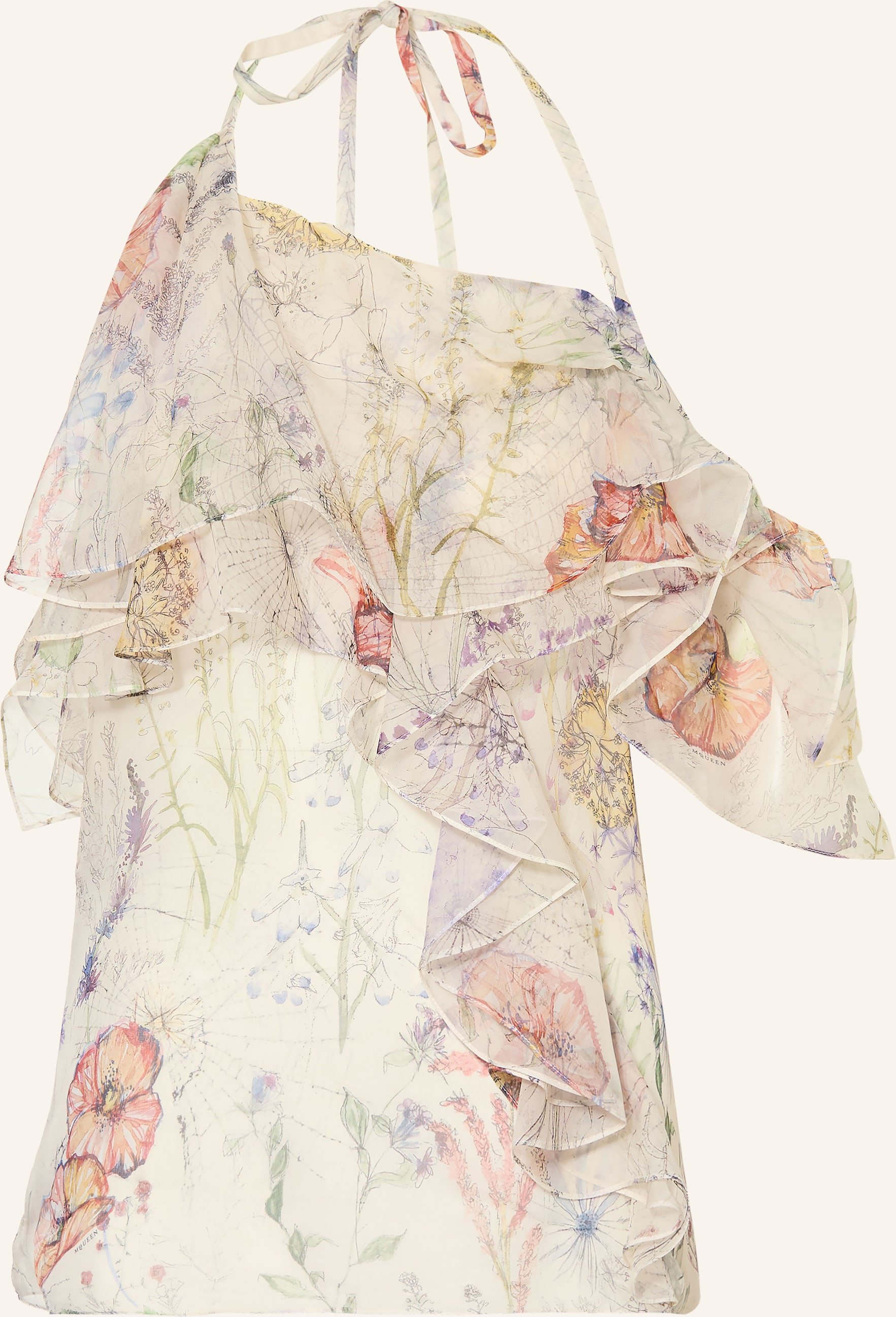 Mcqueen Blusentop Aus Seide Mit Volants weiss