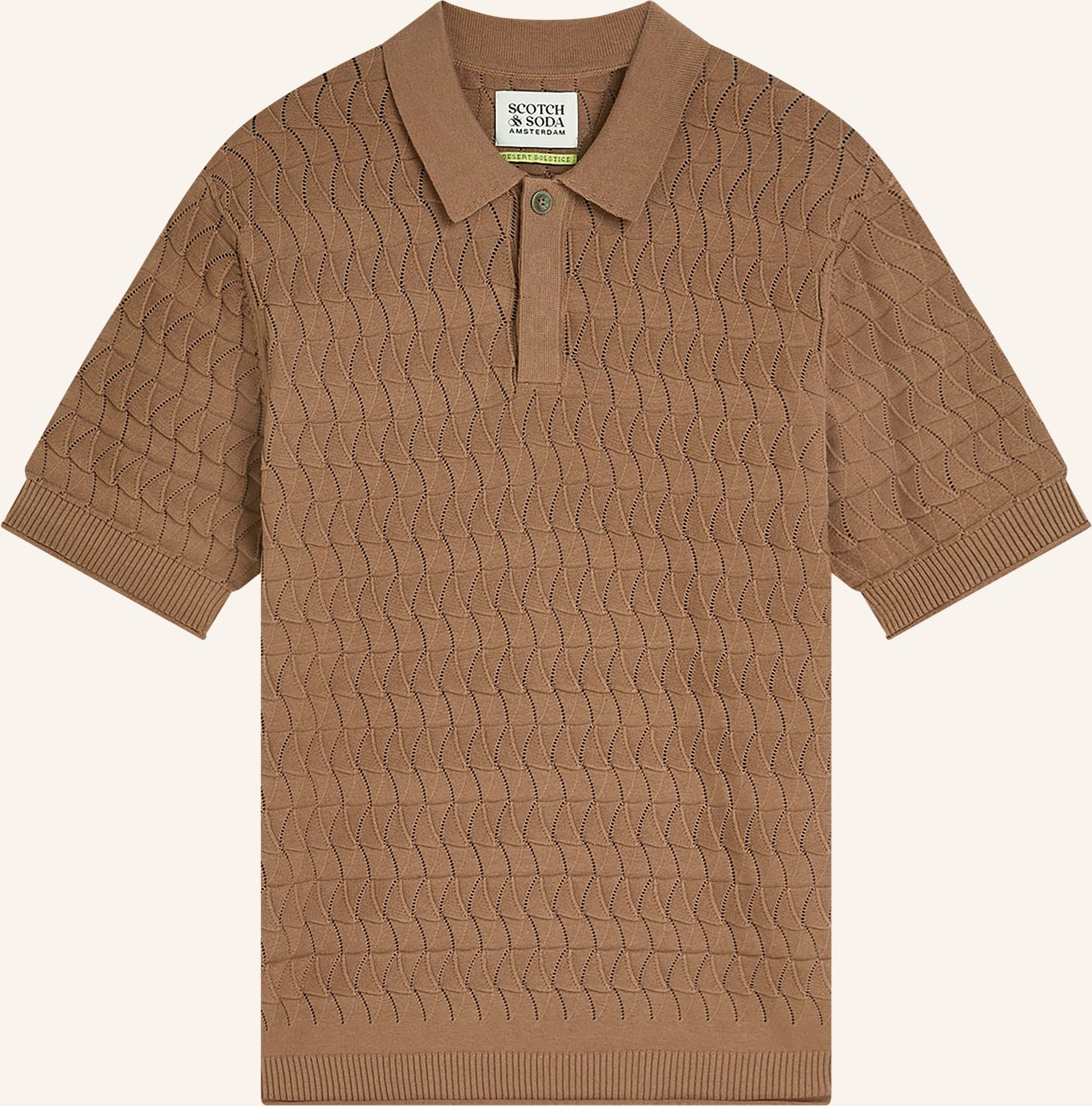 Scotch & Soda Strick-Poloshirt Regular Fit braun