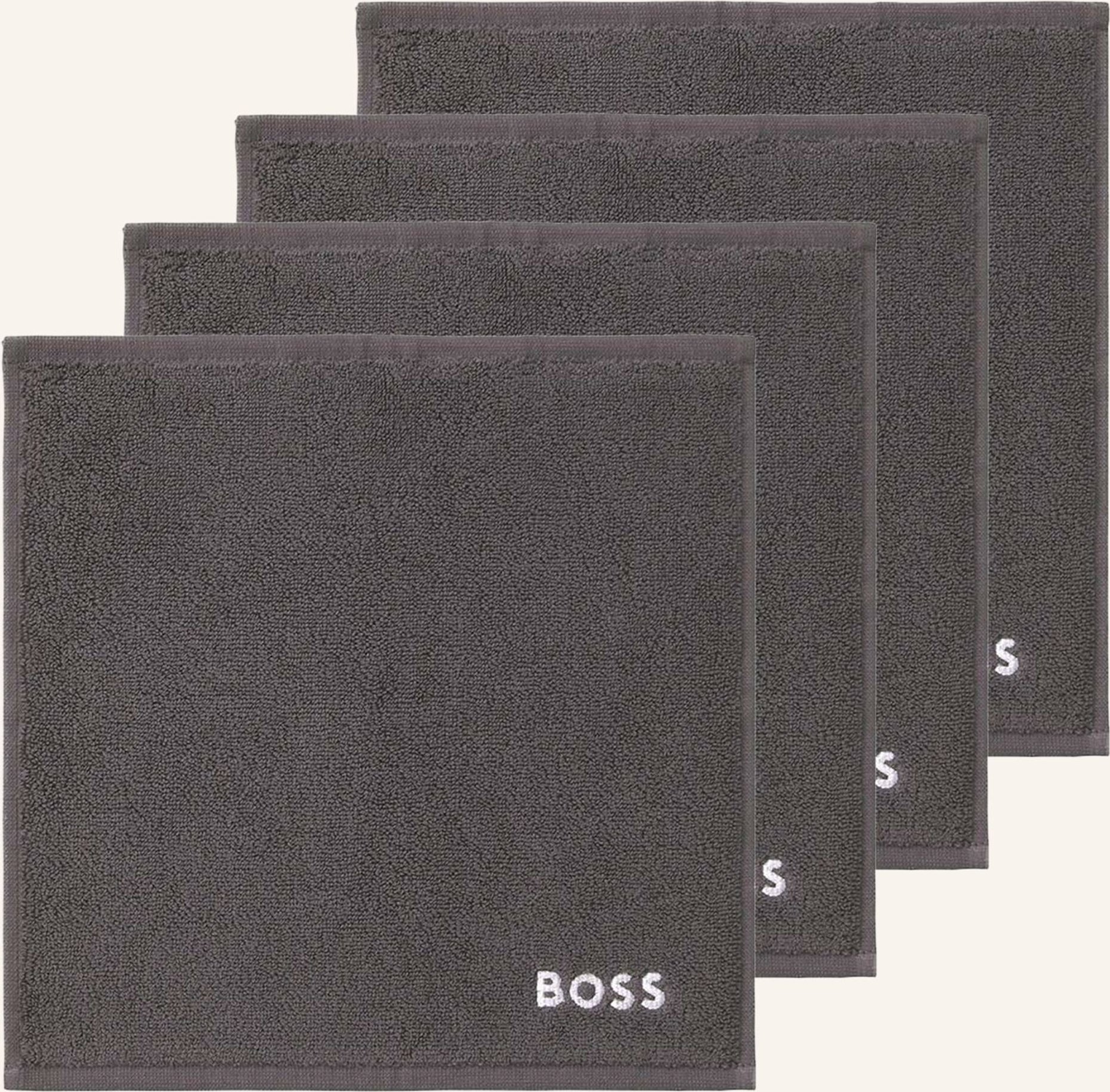 Boss Waschlappen 4er Set Plain grau