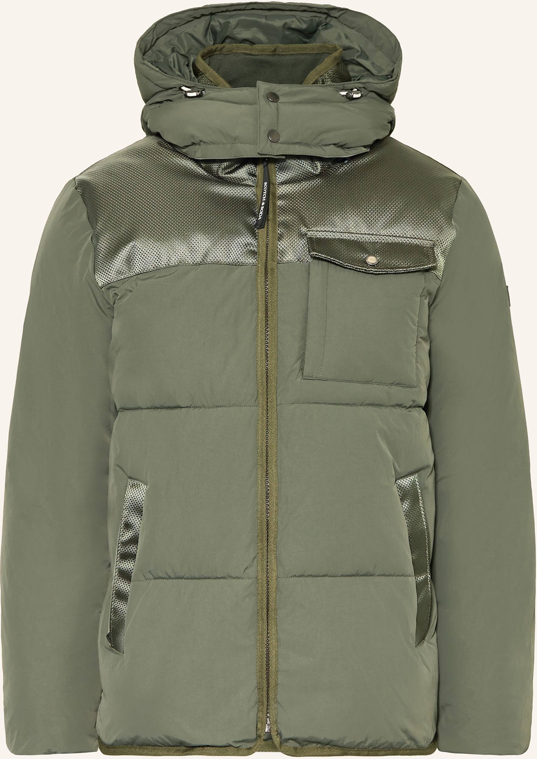 Scotch & Soda Steppjacke Im Materialmix Mit Abnehmbarer Kapuze gruen