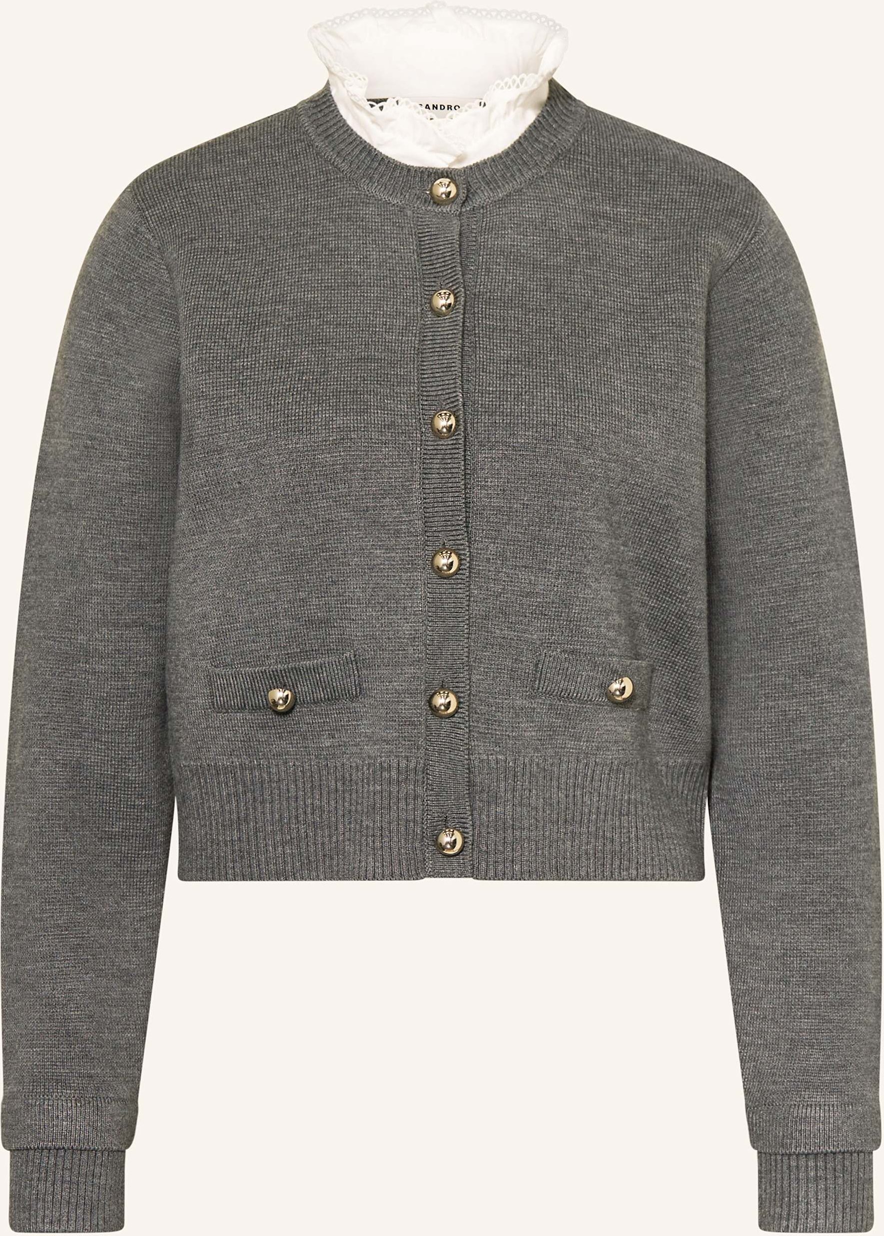 Sandro Strickjacke Mit Abnehmbarem Kragen grau