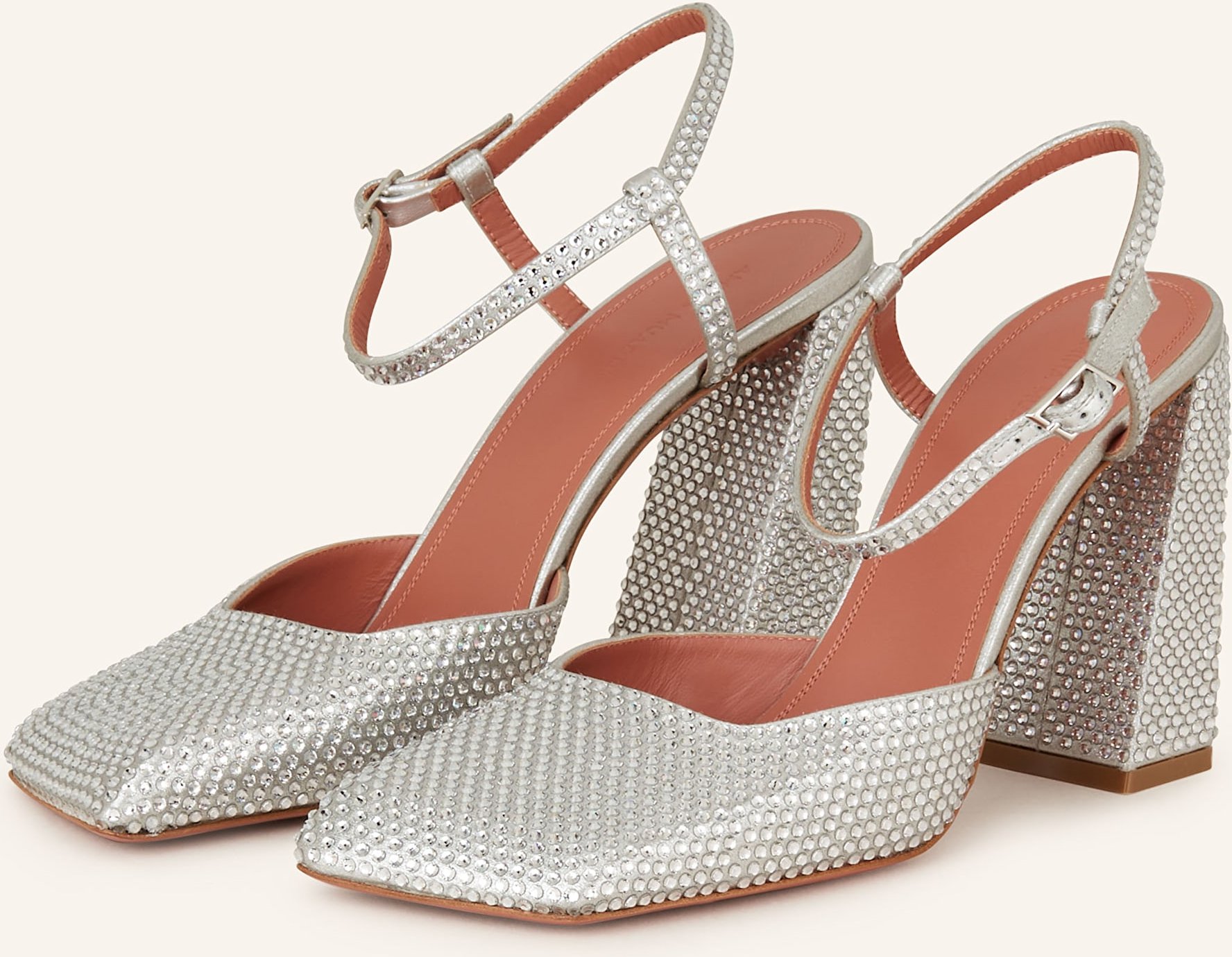 Amina Muaddi Slingpumps Charlotte Mit Schmucksteinen silber