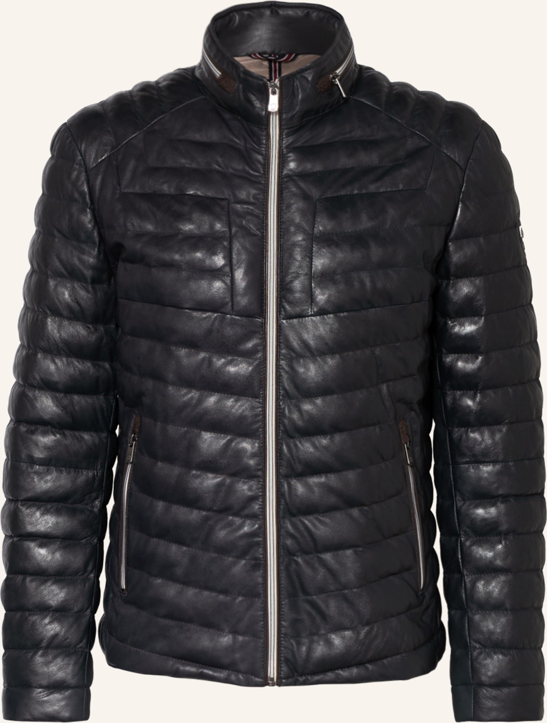 Milestone Lederjacke Ms-Malik Mit Sorona®Aura-Isolierung blau