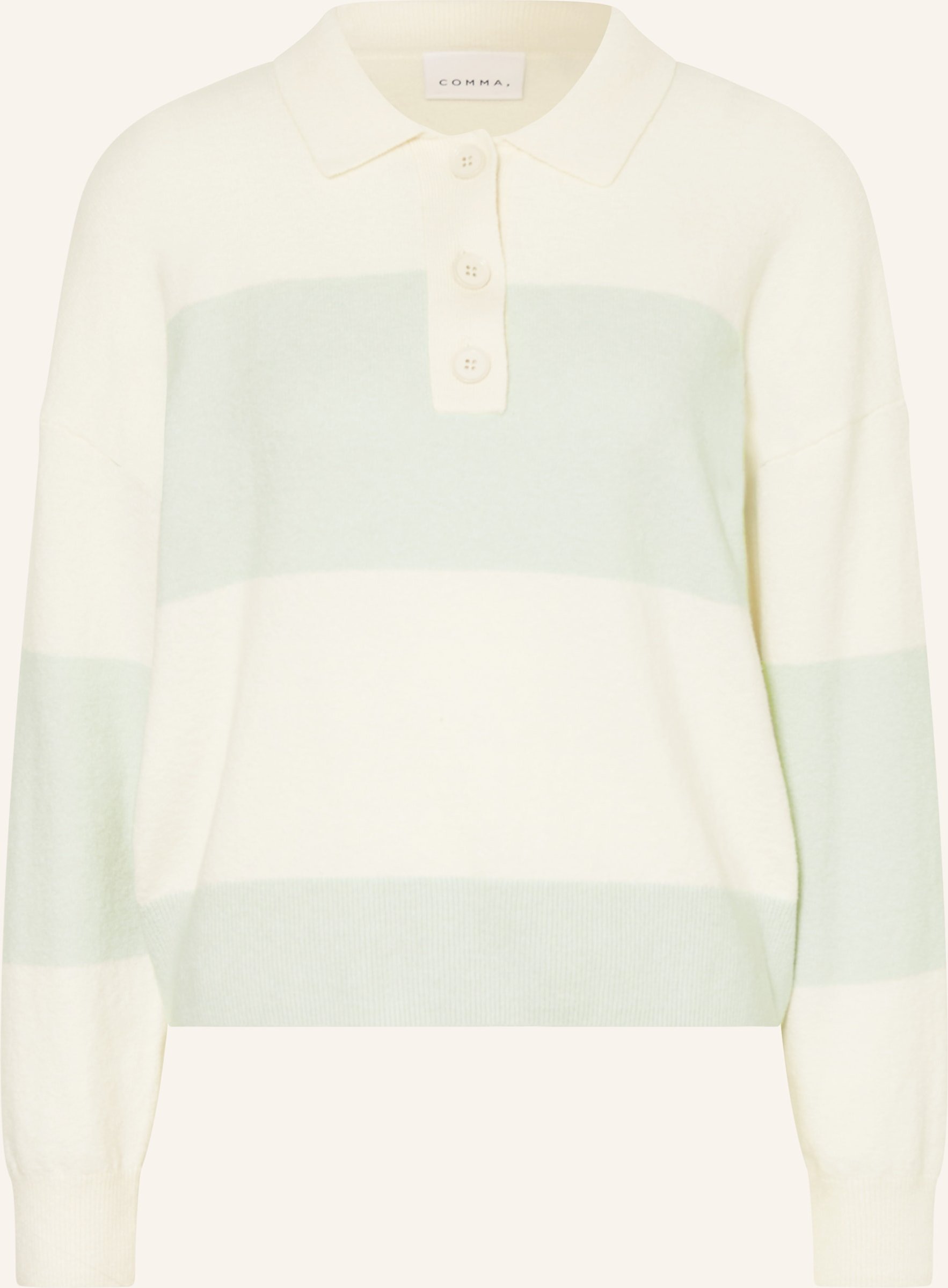 Comma Strick-Poloshirt weiss