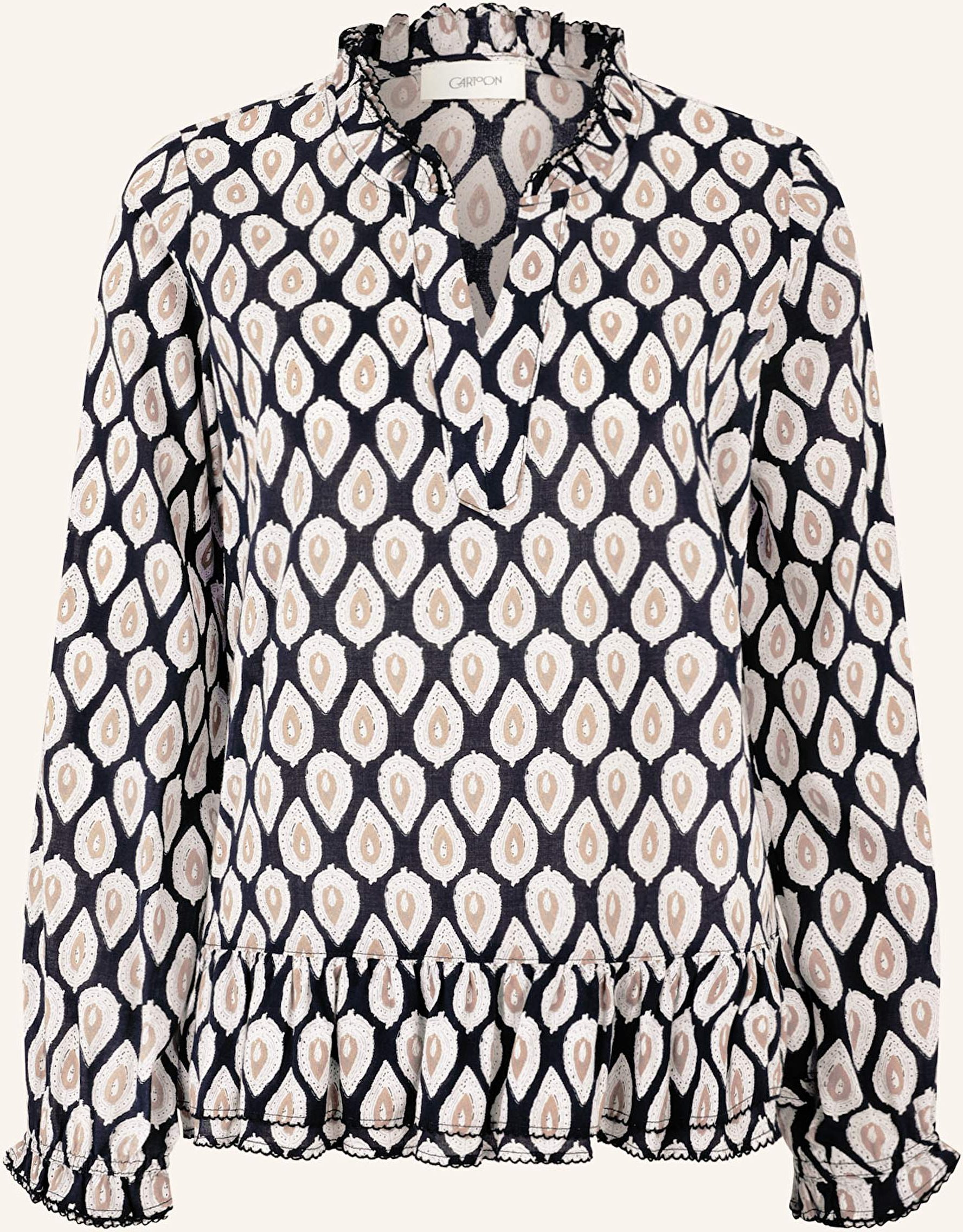 Cartoon Blusenshirt Mit Rüschen beige