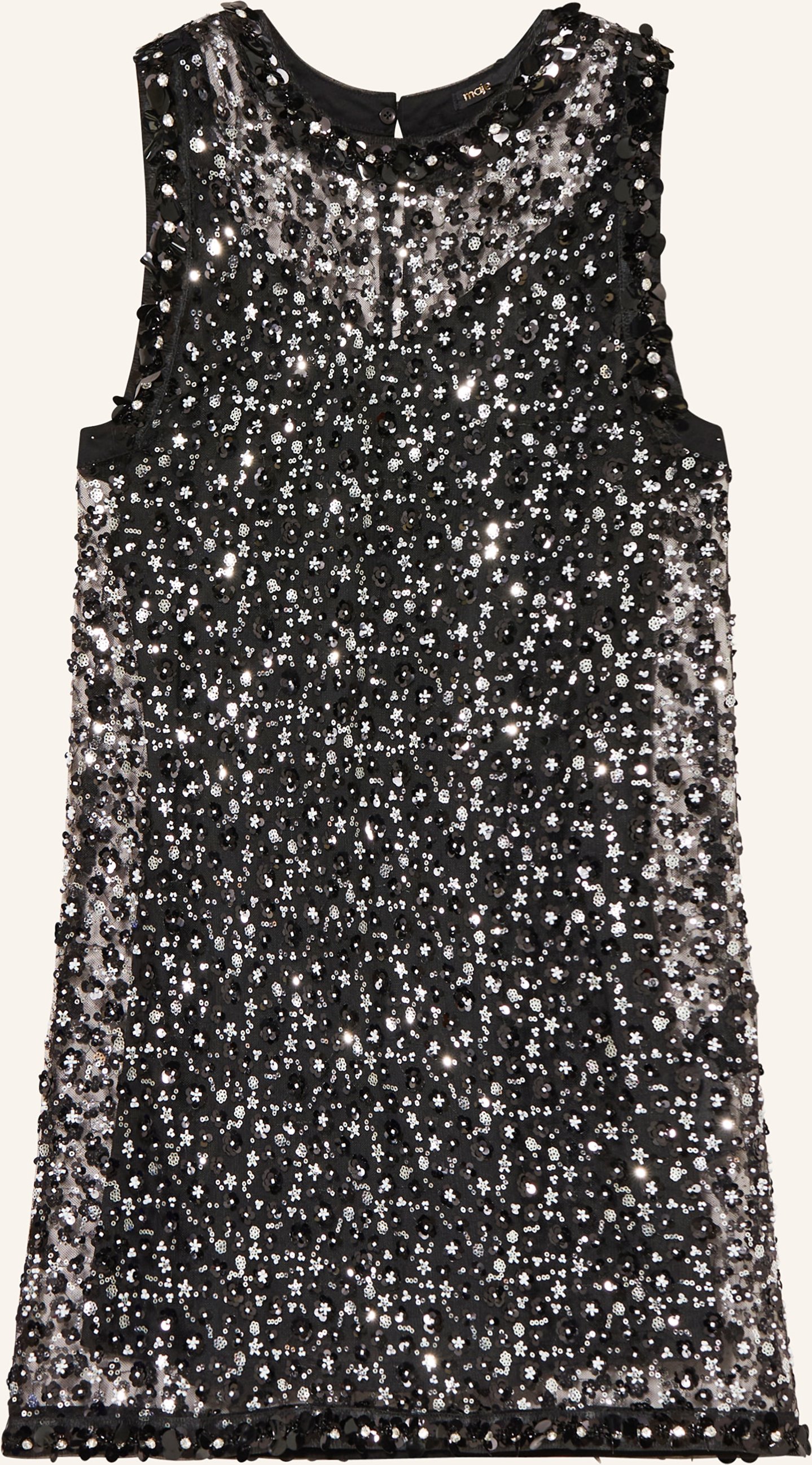 Maje Mesh-Kleid Mit Schmuckperlen Und Pailletten schwarz