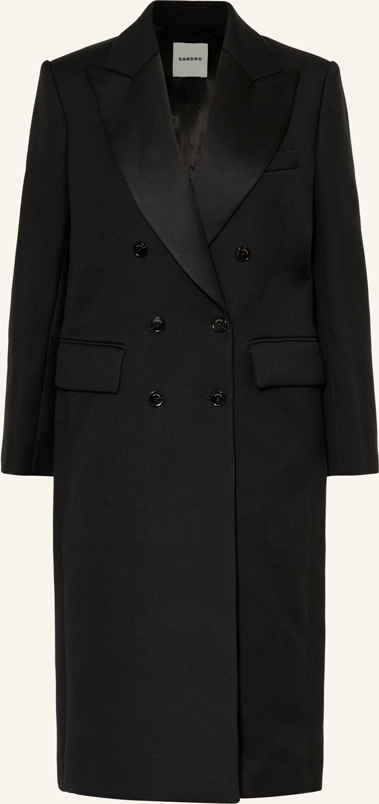 Sandro Blazermantel Im Materialmix schwarz