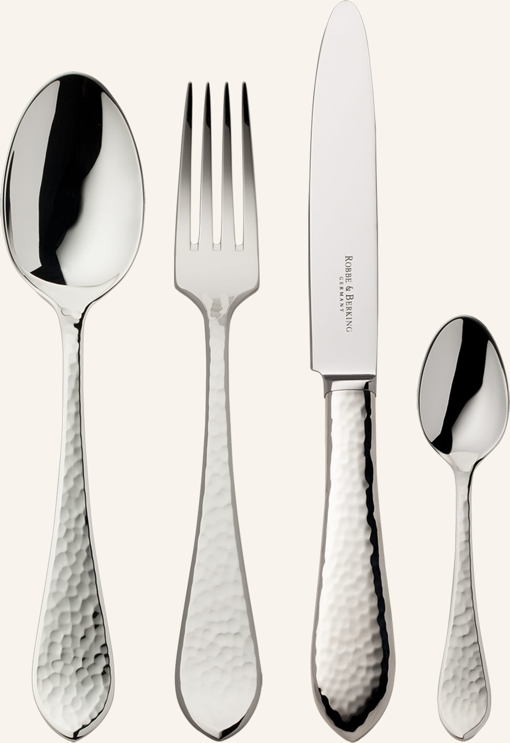 Robbe & Berking 4-Tlg. Besteckset Martelé (925 Sterlingsilber) silber
