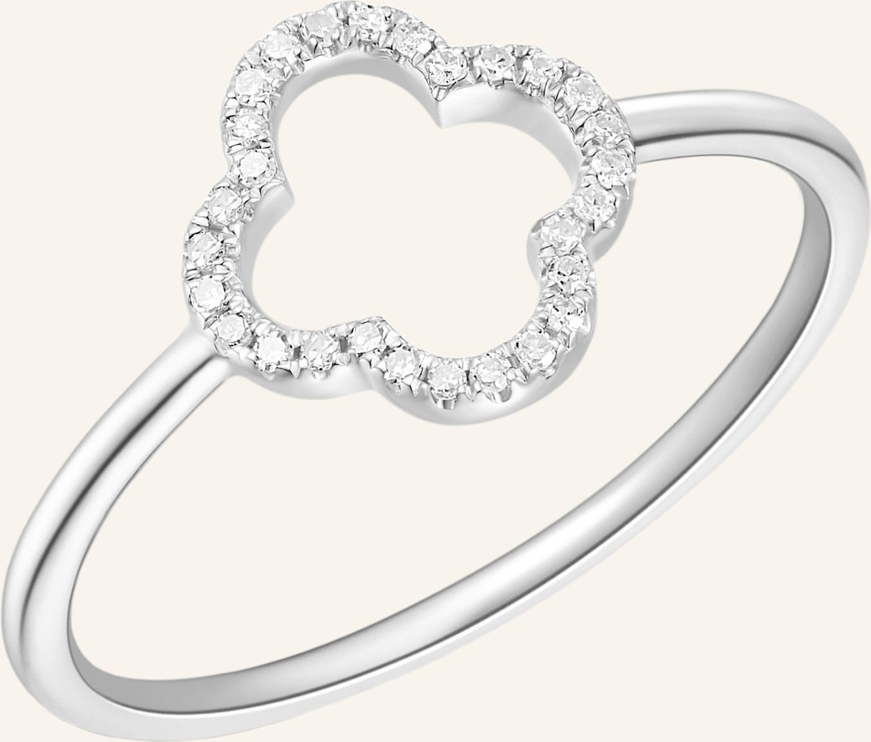 Leaf Ring Kleeblatt Aus 18 Karat Weißgold Mit Diamanten silber