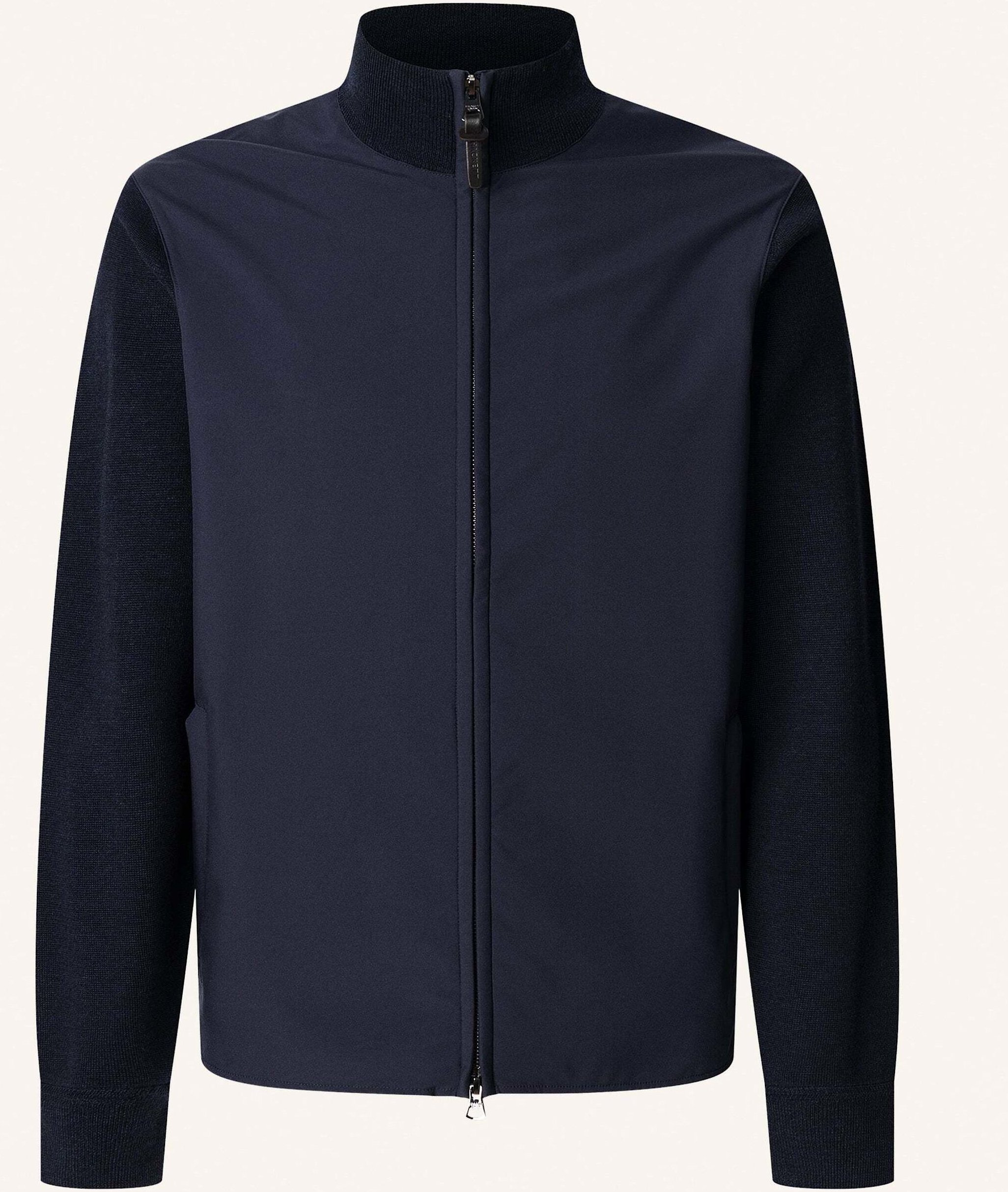 Hackett London Strickjacken Cardigan Knit Nylon Fzip Hyb blau