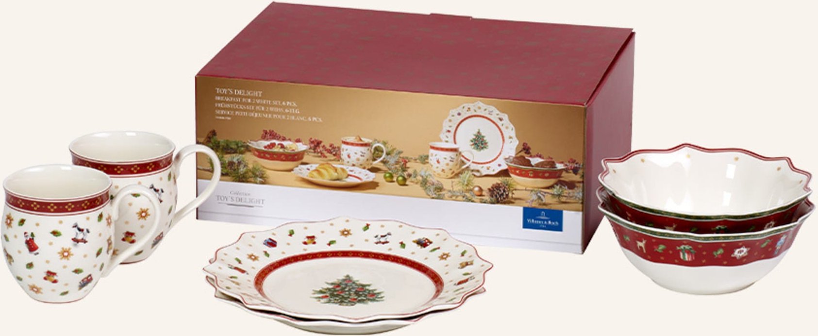 Thumbnail - Villeroy & Boch Breakfast For 2 Weiß, Set 6tlg. Toy's Delight rot