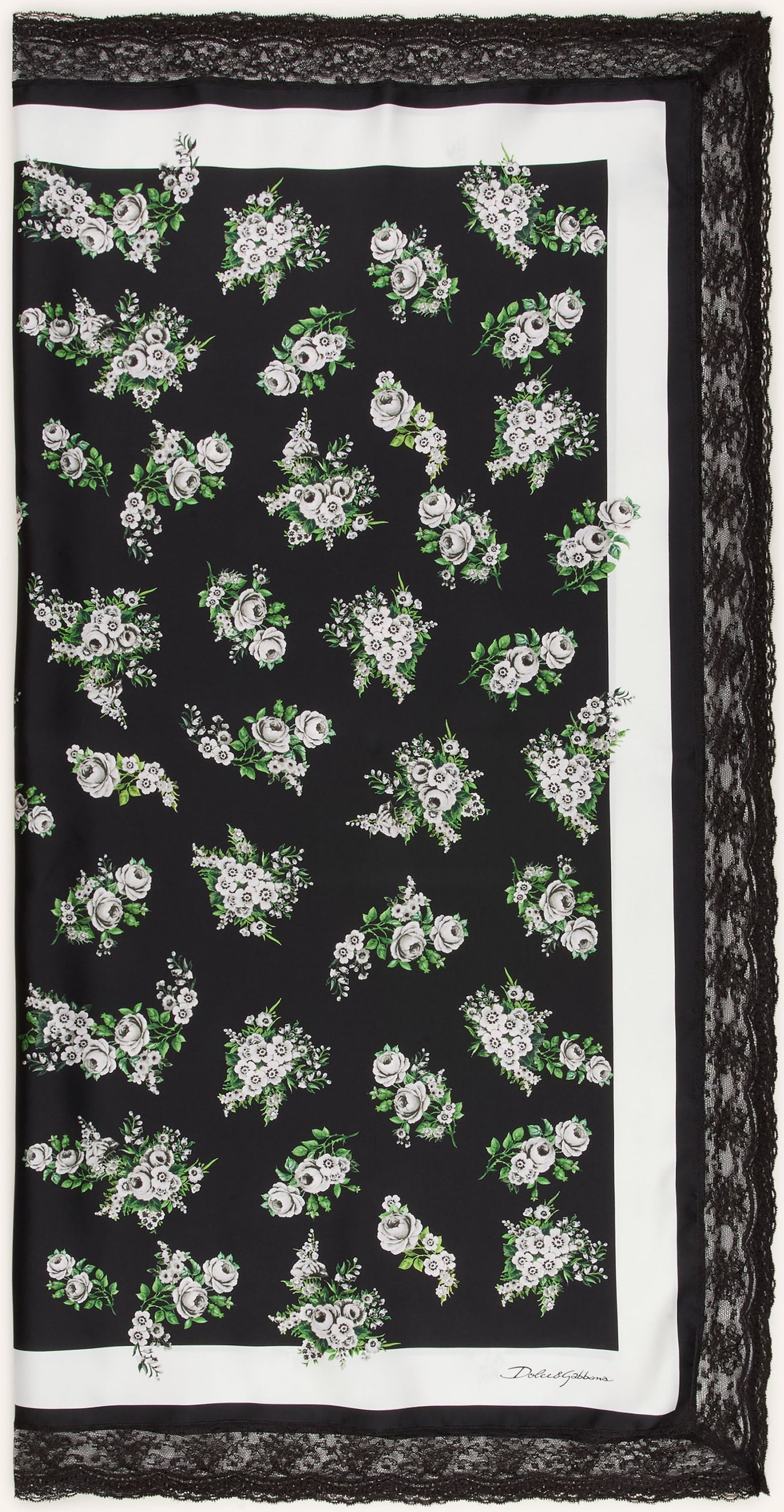 Dolce & Gabbana Seidentuch Mit Spitze schwarz