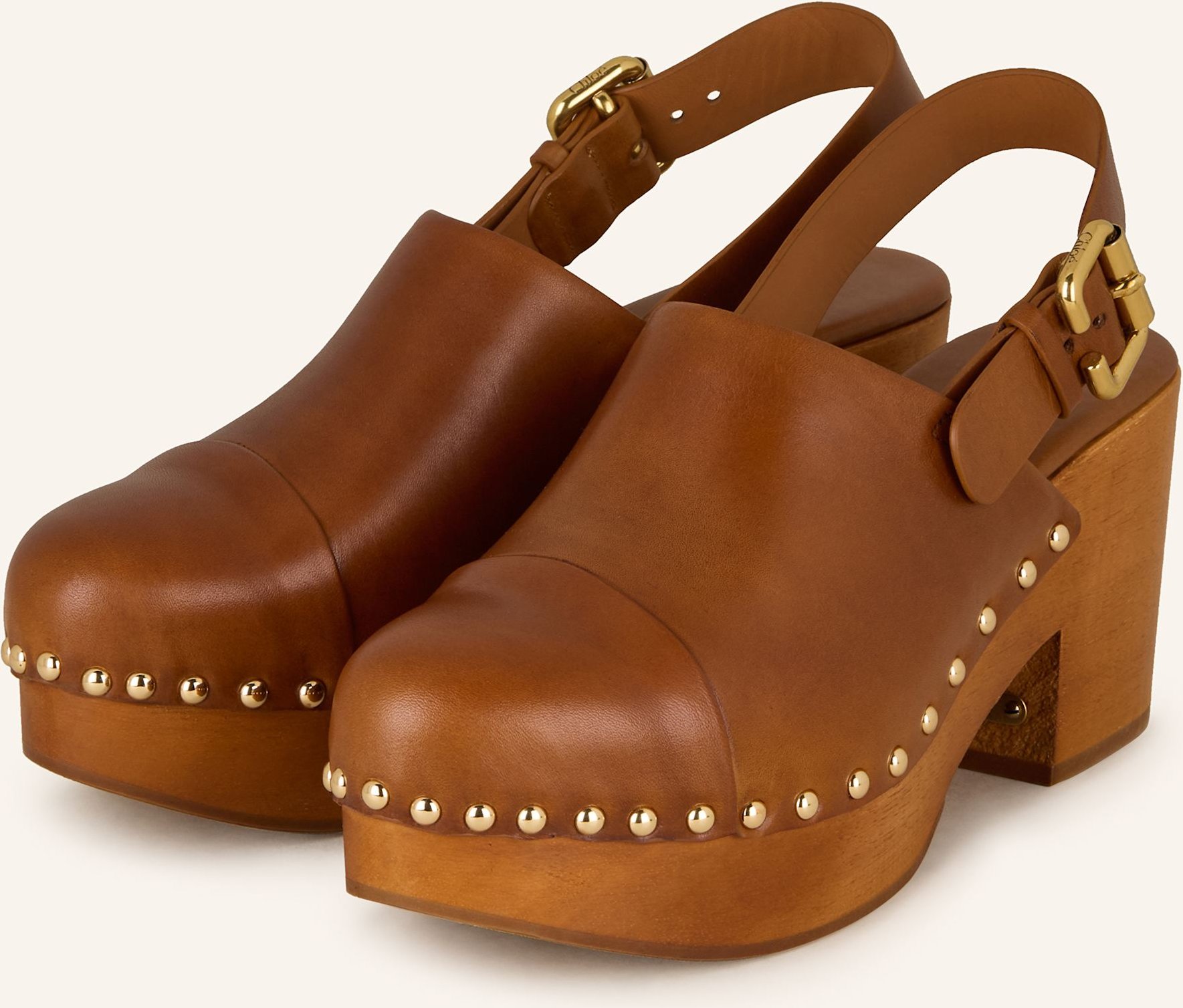Chloé Clogs Jeannette Mit Nieten braun