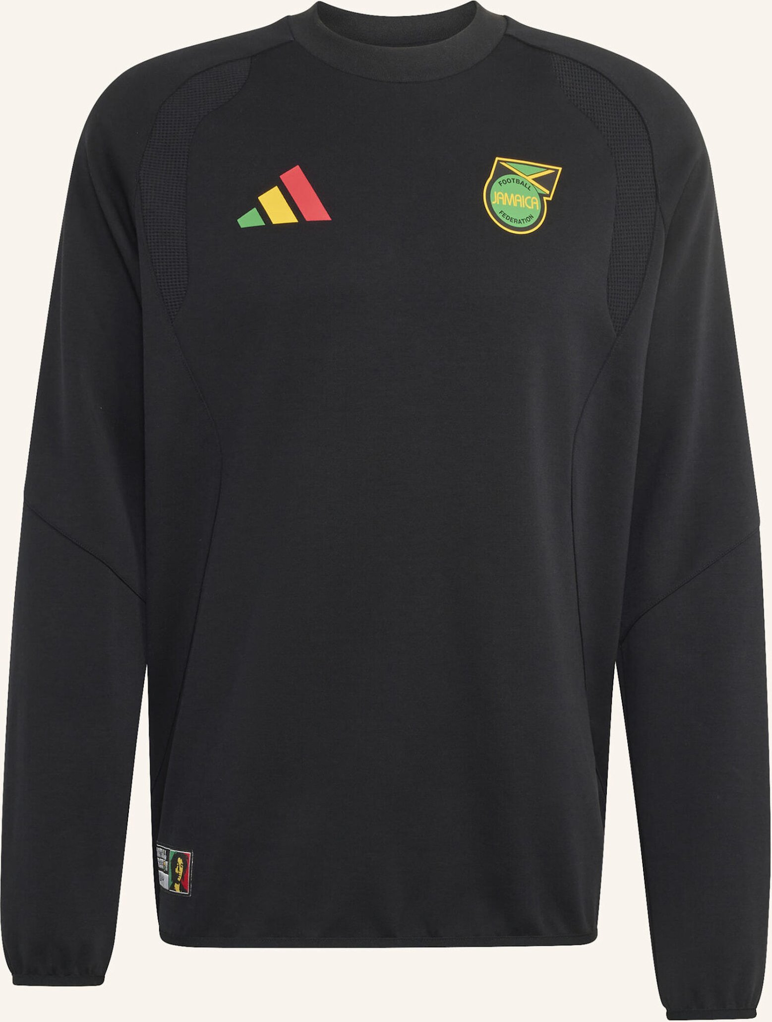 Adidas Jamaika X Bob Marley Tiro Tech Sweatshirt, Rundhalsausschnitt schwarz